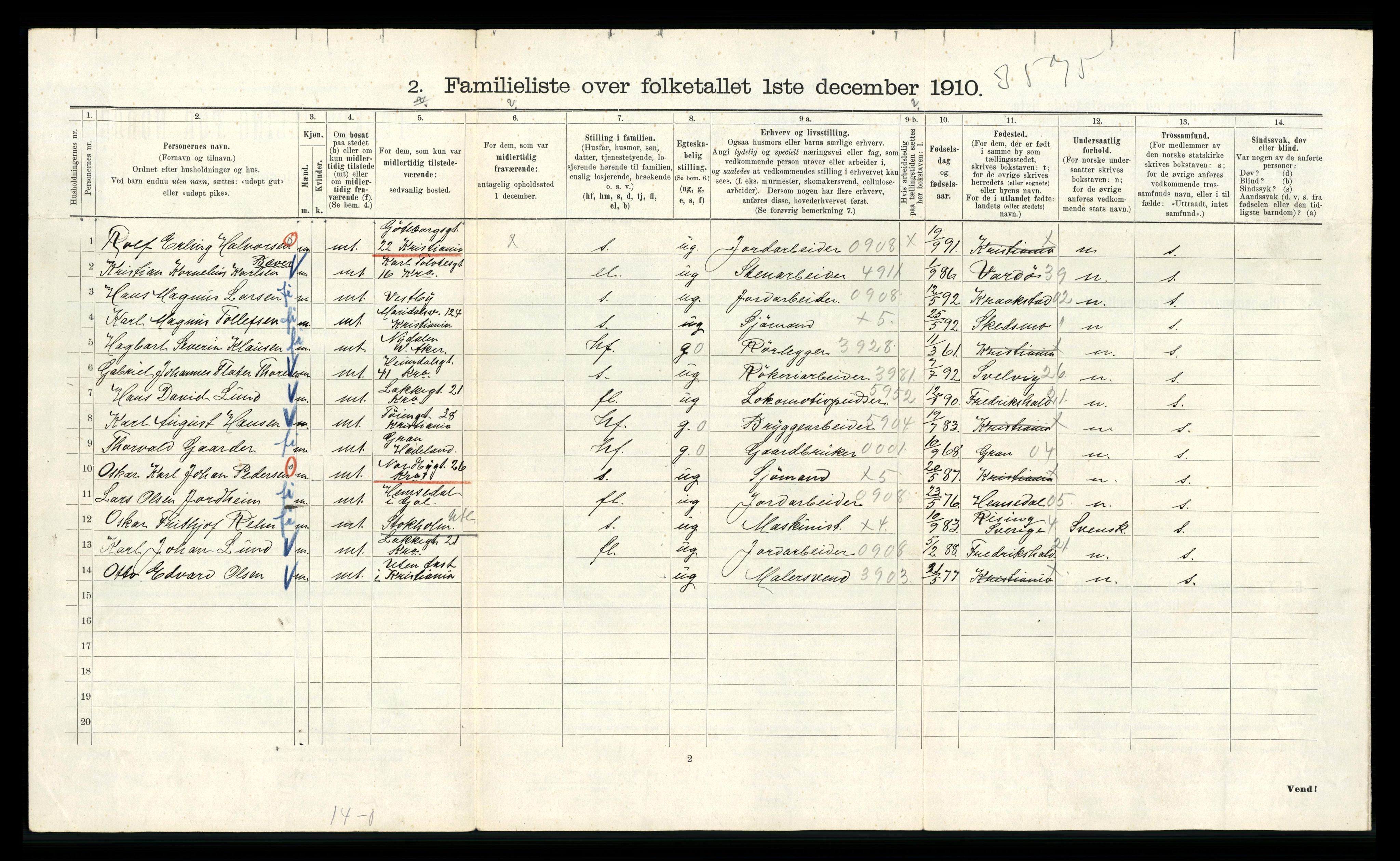 RA, 1910 census for Kristiania, 1910, p. 67276