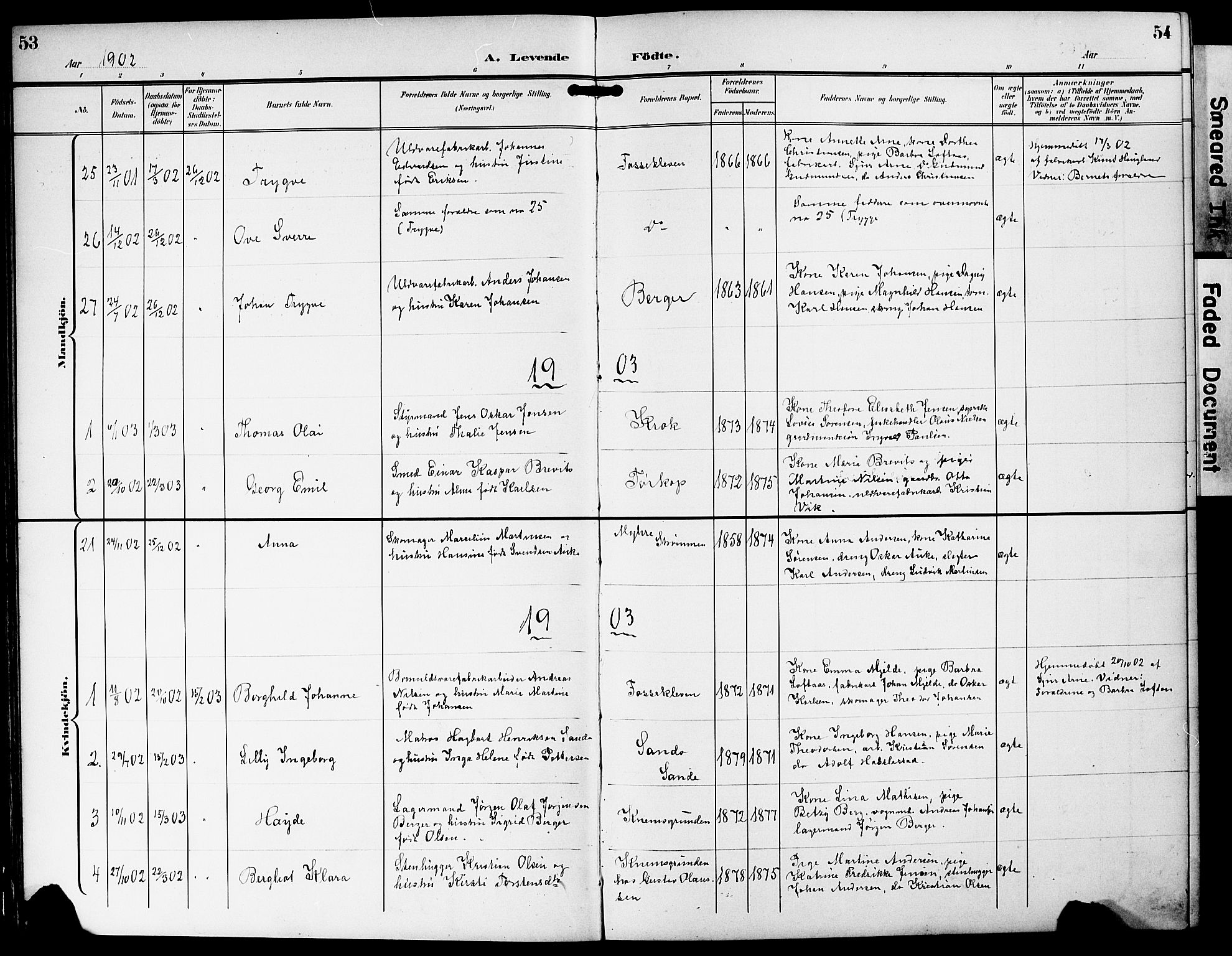 Strømm kirkebøker, AV/SAKO-A-322/G/Ga/L0004: Parish register (copy) no. I 4, 1897-1927, p. 53-54