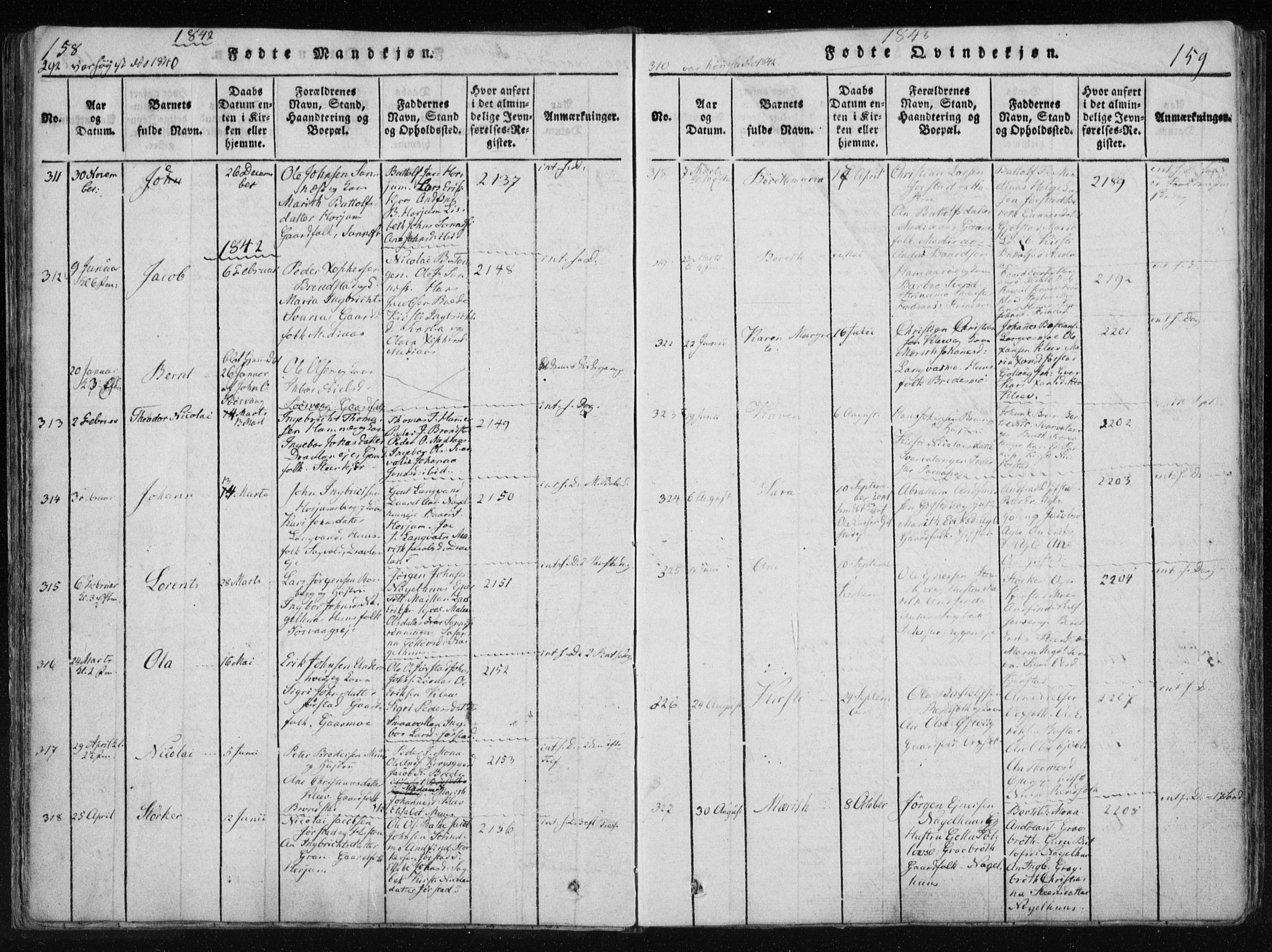 Ministerialprotokoller, klokkerbøker og fødselsregistre - Nord-Trøndelag, AV/SAT-A-1458/749/L0469: Parish register (official) no. 749A03, 1817-1857, p. 158-159