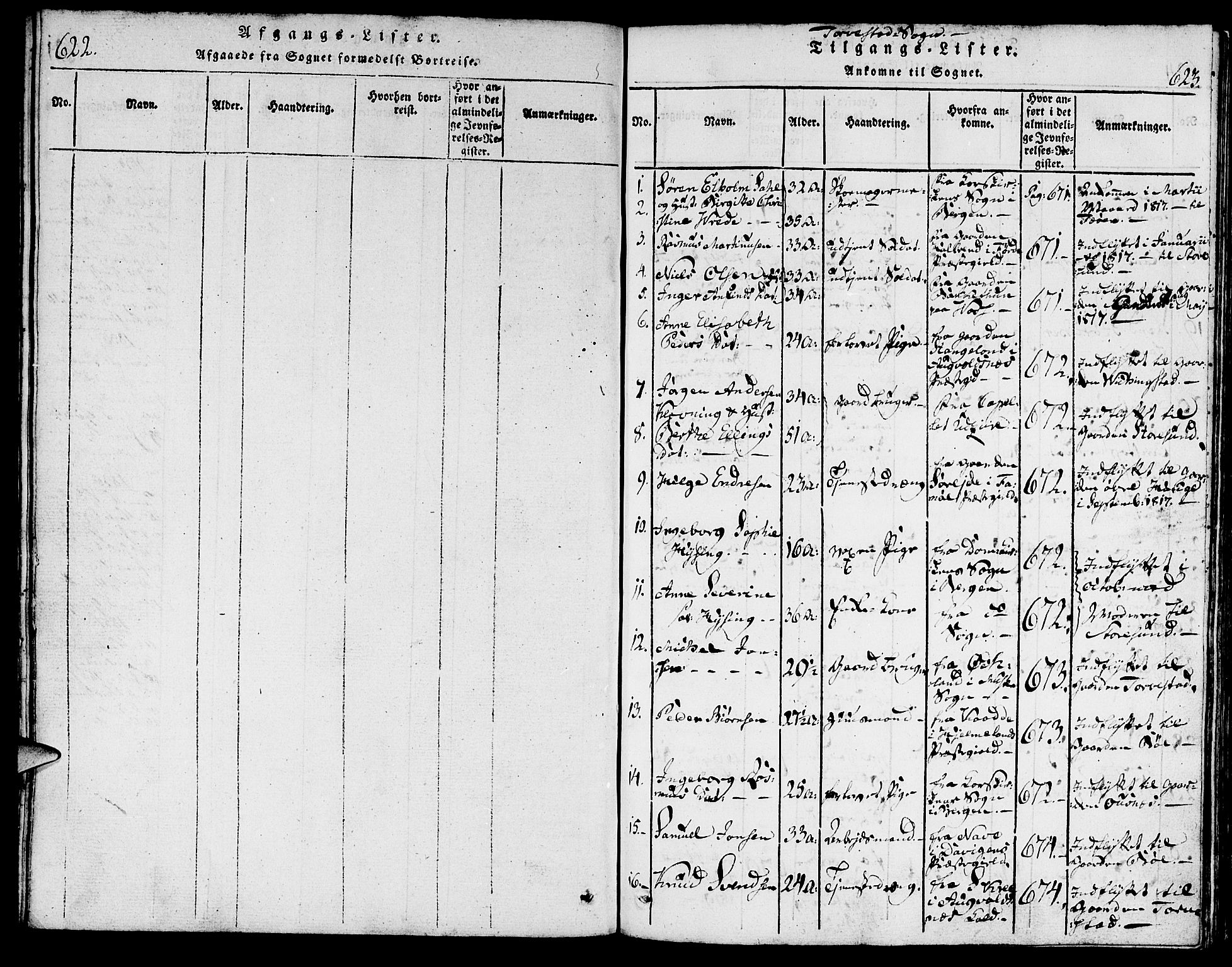 Torvastad sokneprestkontor, SAST/A -101857/H/Ha/Haa/L0004: Parish register (official) no. A 3 /1, 1817-1836, p. 622-623