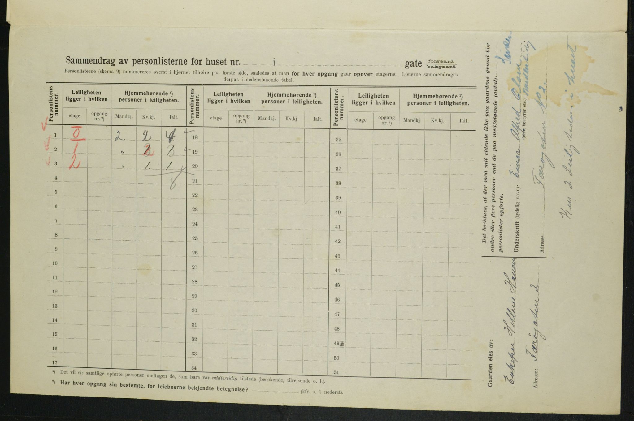 OBA, Municipal Census 1914 for Kristiania, 1914, p. 2642