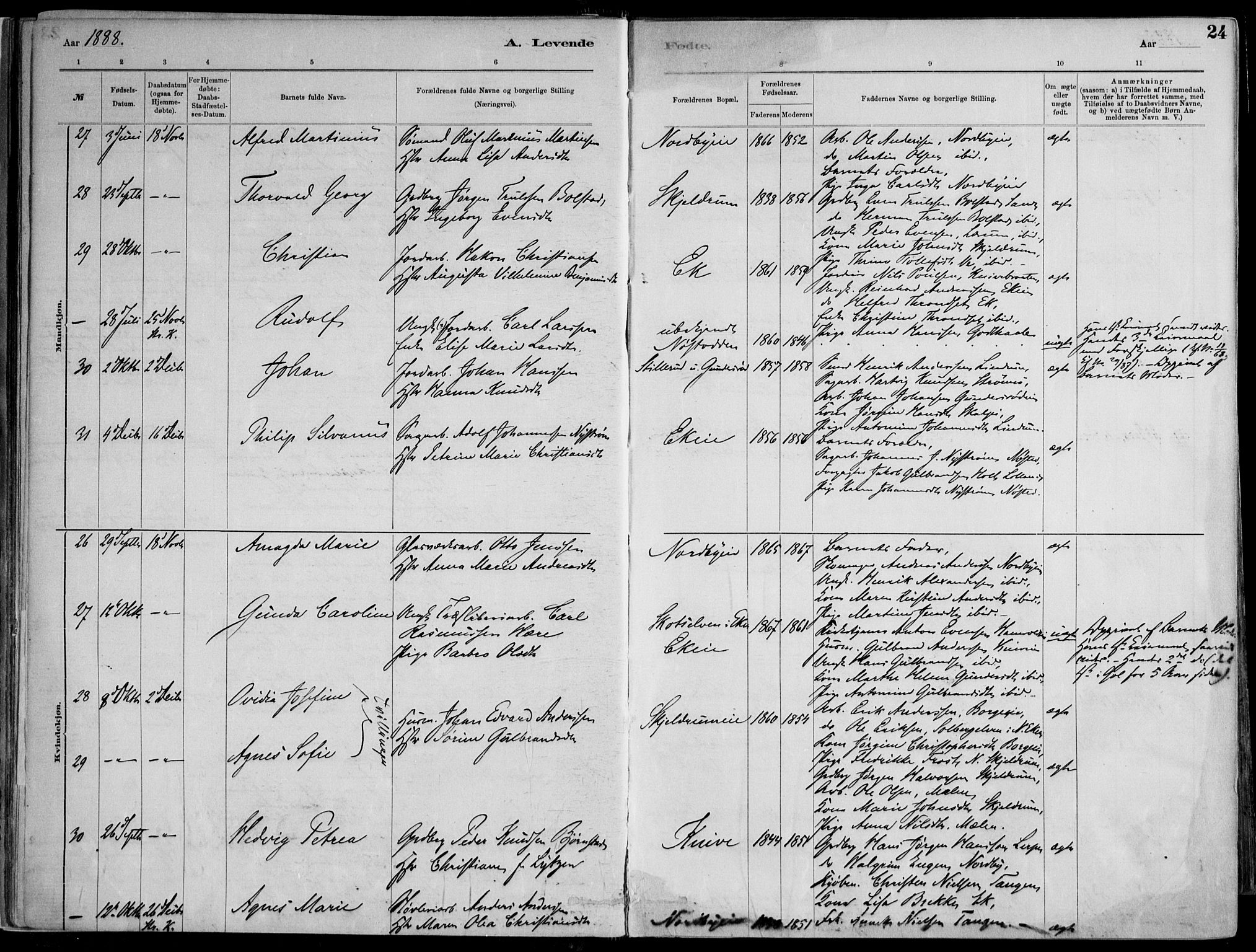 Skoger kirkebøker, AV/SAKO-A-59/F/Fa/L0006: Parish register (official) no. I 6, 1885-1910, p. 24