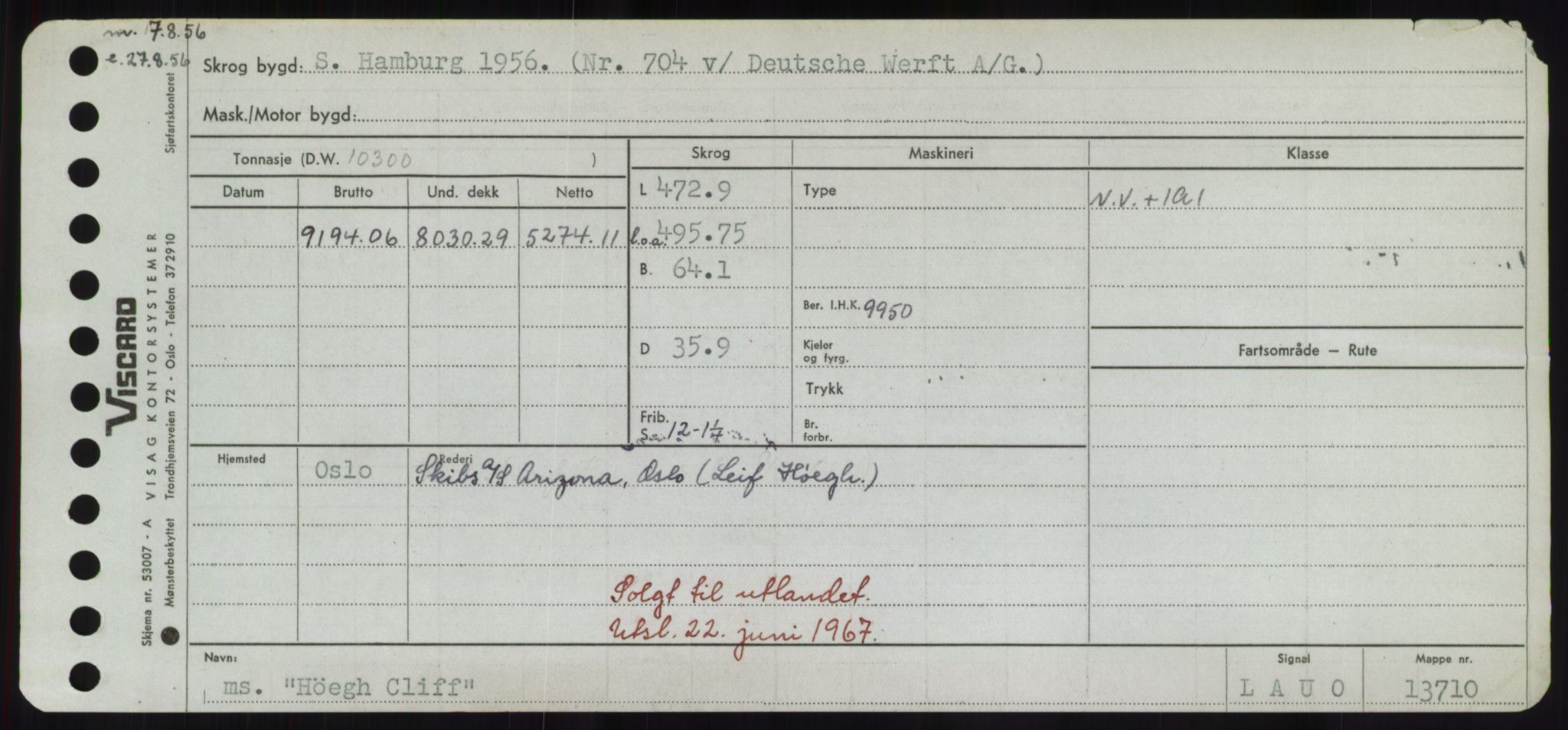 Sjøfartsdirektoratet med forløpere, Skipsmålingen, RA/S-1627/H/Hd/L0017: Fartøy, Holi-Hå, p. 289