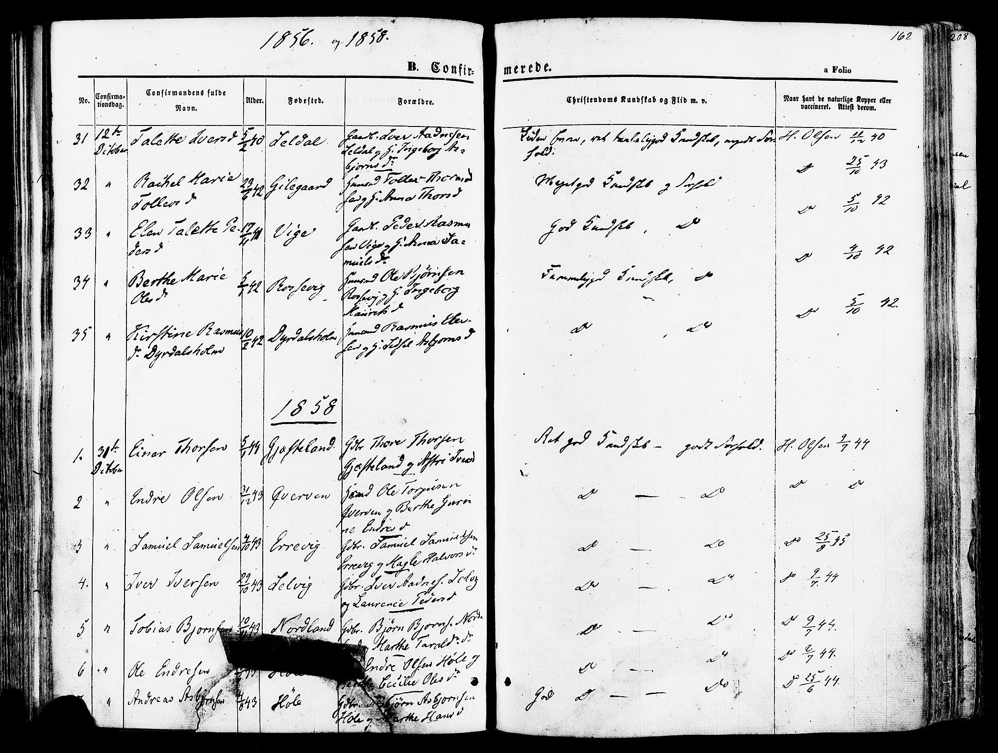 Høgsfjord sokneprestkontor, SAST/A-101624/H/Ha/Haa/L0002: Parish register (official) no. A 2, 1855-1885, p. 162