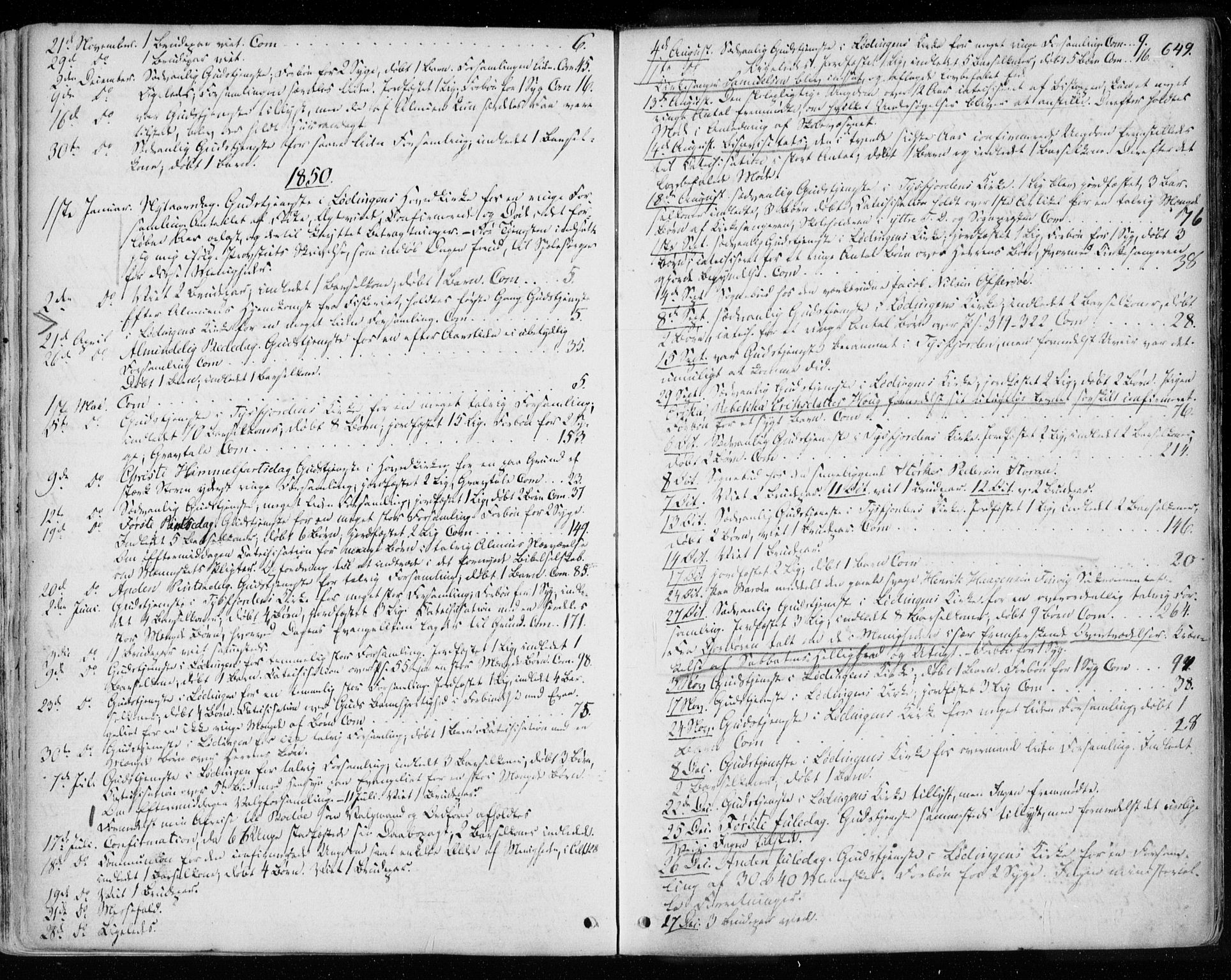 Ministerialprotokoller, klokkerbøker og fødselsregistre - Nordland, SAT/A-1459/872/L1033: Parish register (official) no. 872A08, 1840-1863, p. 649