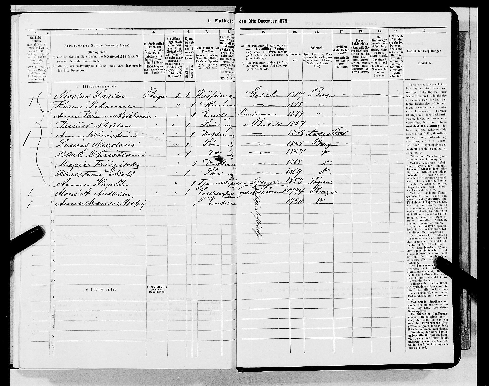 SAB, 1875 census for 1301 Bergen, 1875, p. 5920