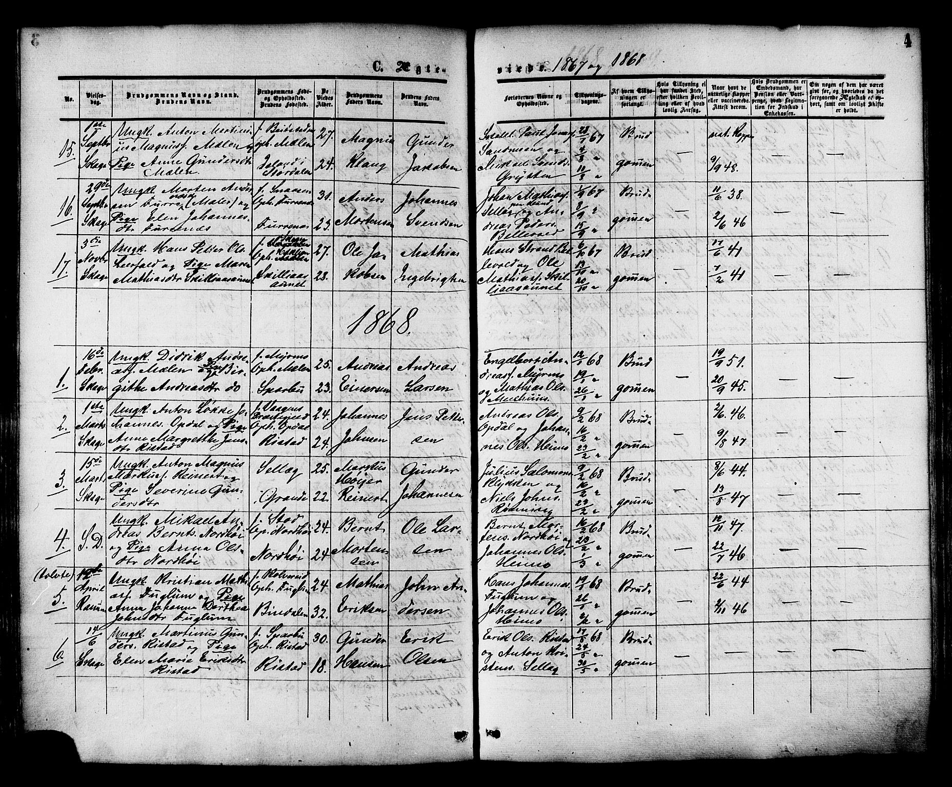 Ministerialprotokoller, klokkerbøker og fødselsregistre - Nord-Trøndelag, AV/SAT-A-1458/764/L0553: Parish register (official) no. 764A08, 1858-1880, p. 4