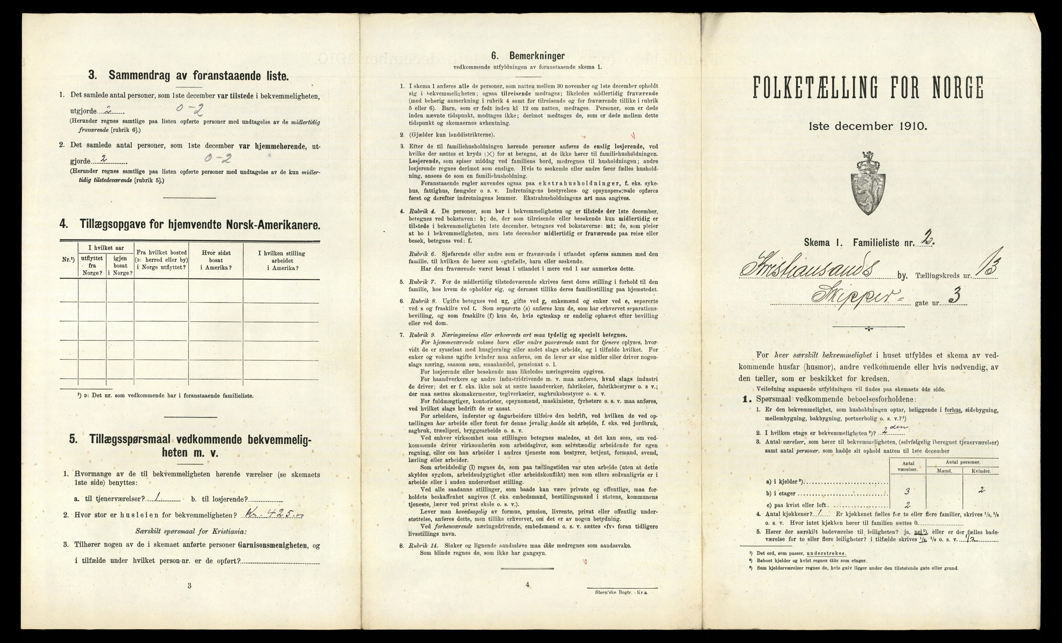 RA, 1910 census for Kristiansand, 1910, p. 3094