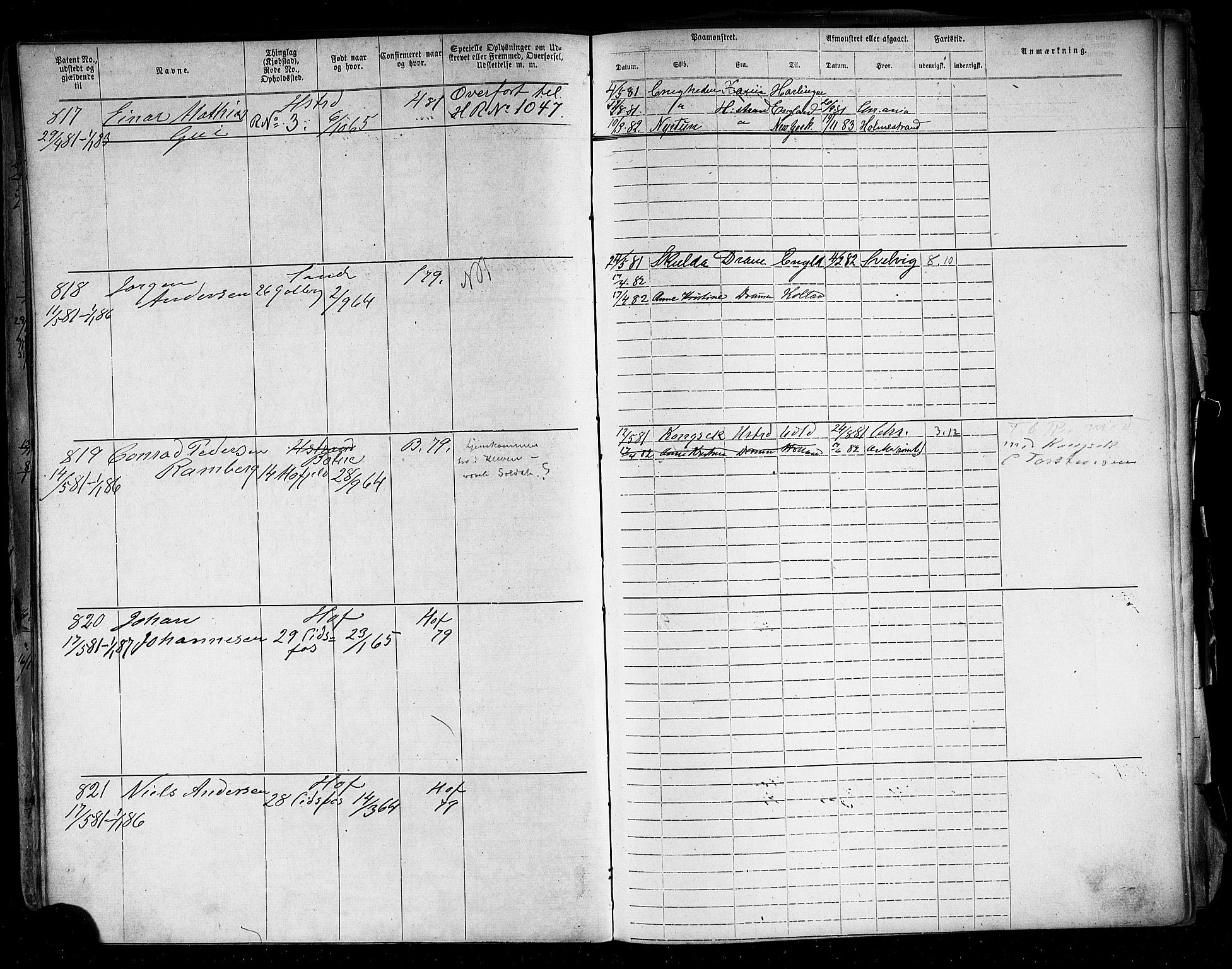 Holmestrand innrulleringskontor, SAKO/A-1151/F/Fb/L0003: Annotasjonsrulle, 1868-1886, p. 166