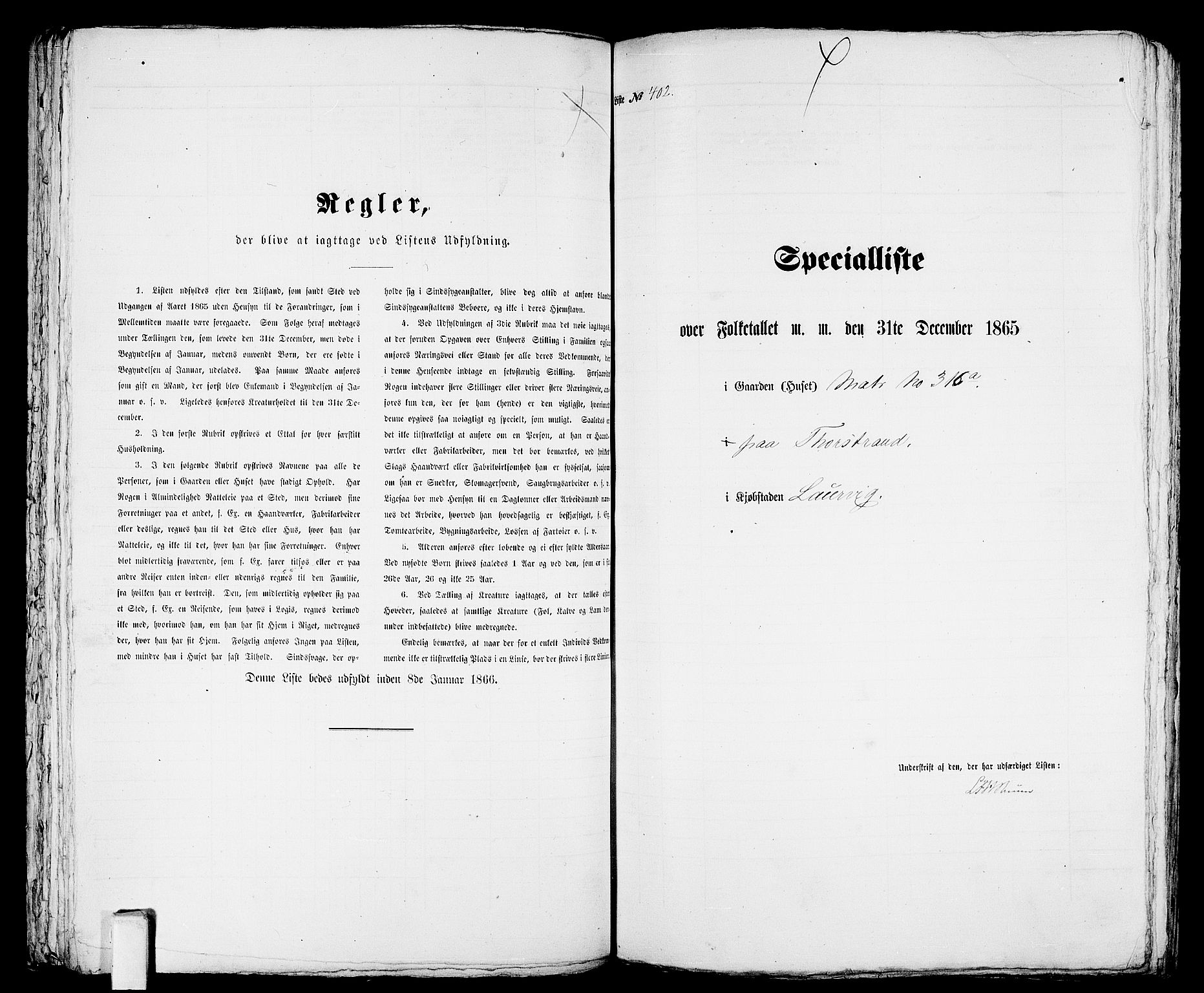 RA, 1865 census for Larvik, 1865, p. 828