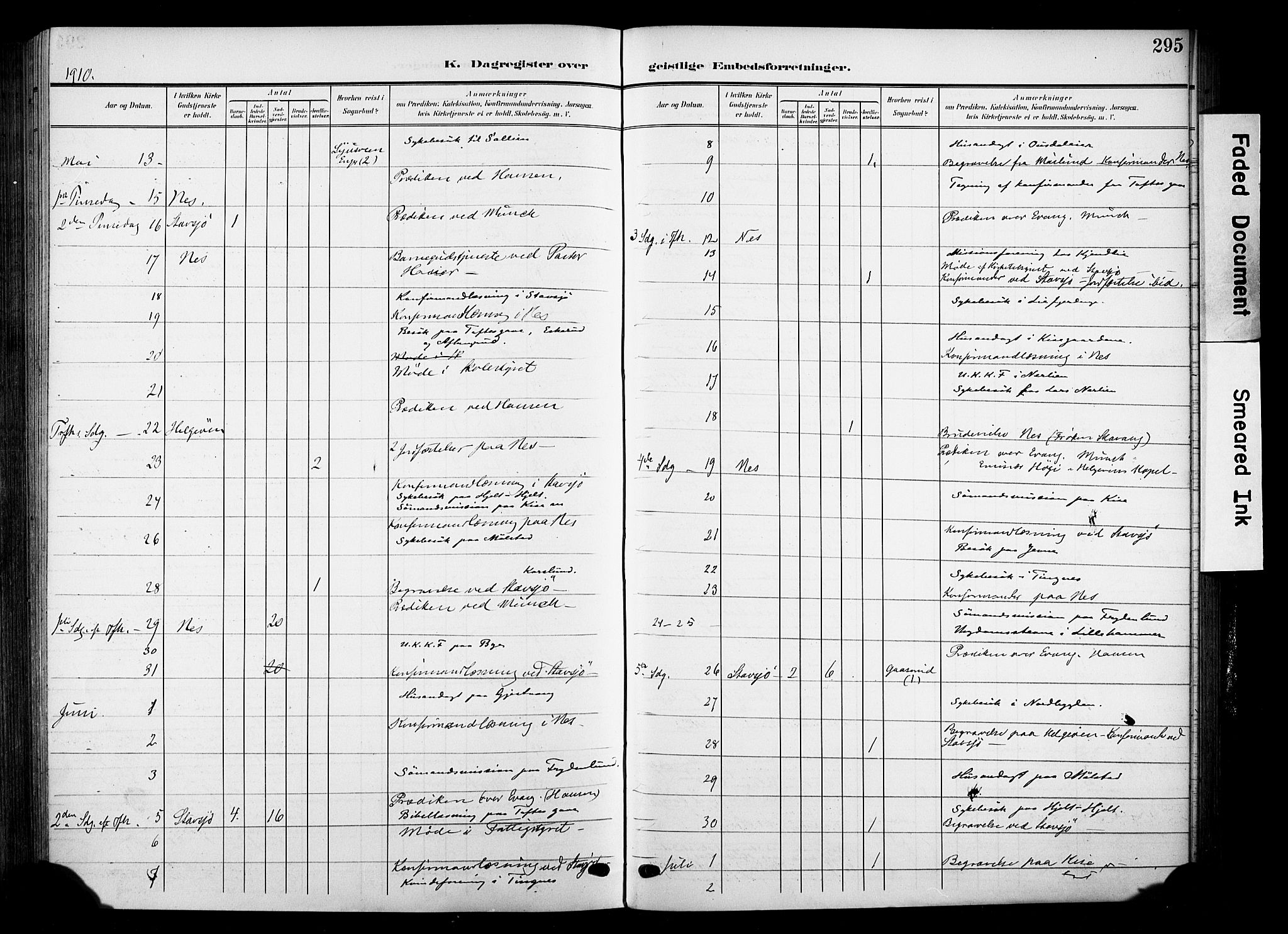 Nes prestekontor, Hedmark, AV/SAH-PREST-020/K/Ka/L0014: Parish register (official) no. 14, 1906-1929, p. 295