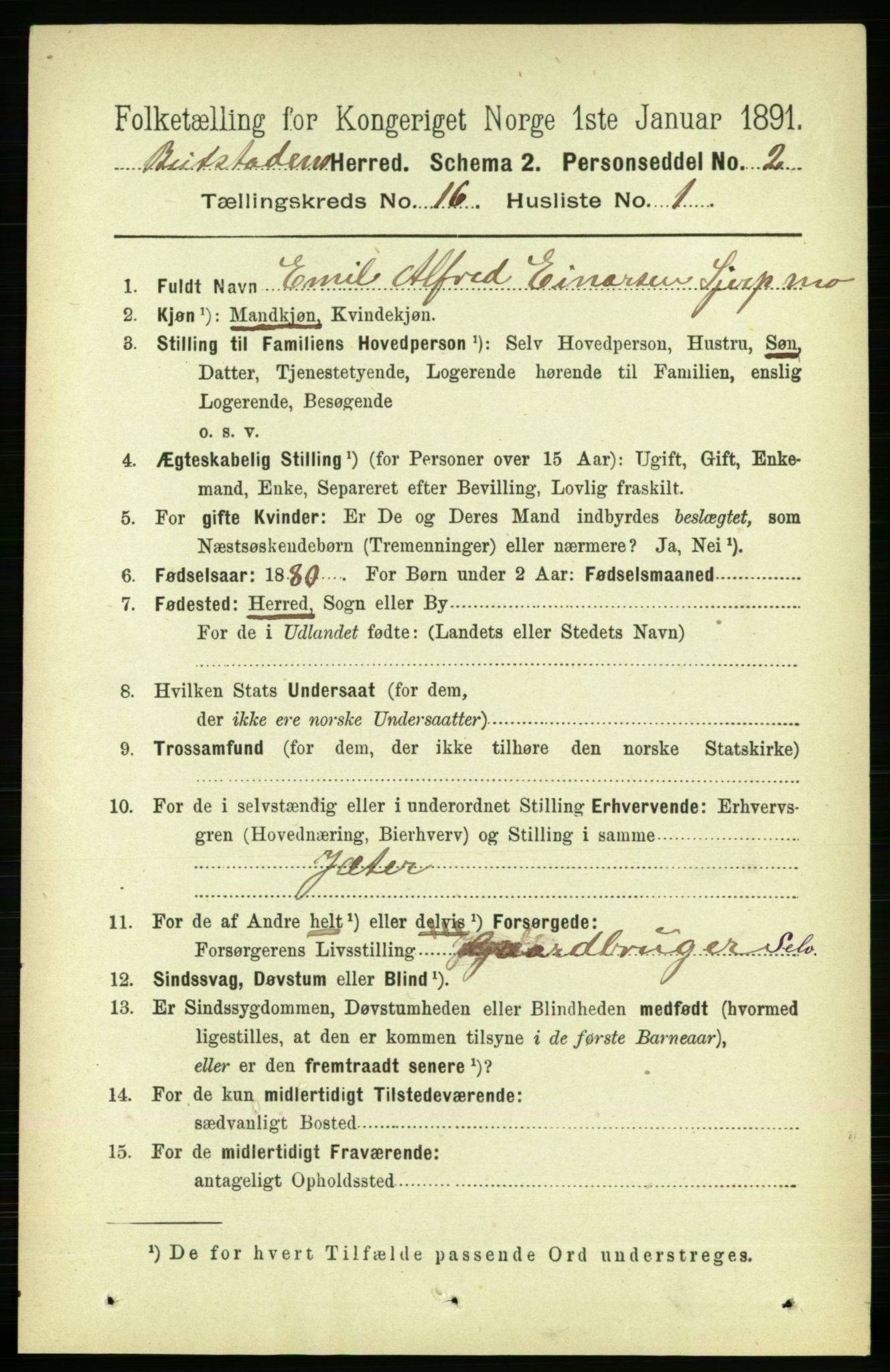 RA, 1891 census for 1727 Beitstad, 1891, p. 4169