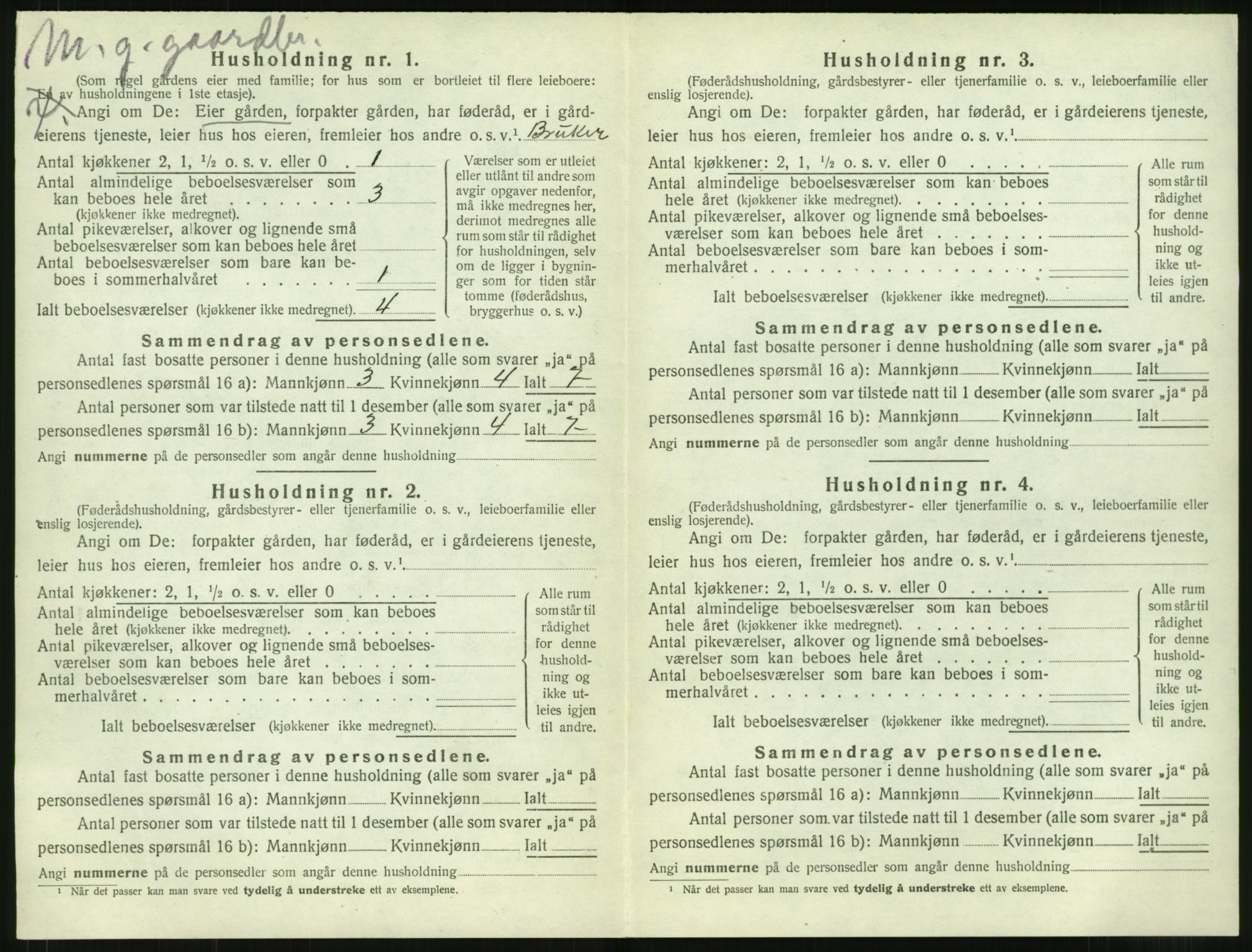 SAT, 1920 census for Vestnes, 1920, p. 1032