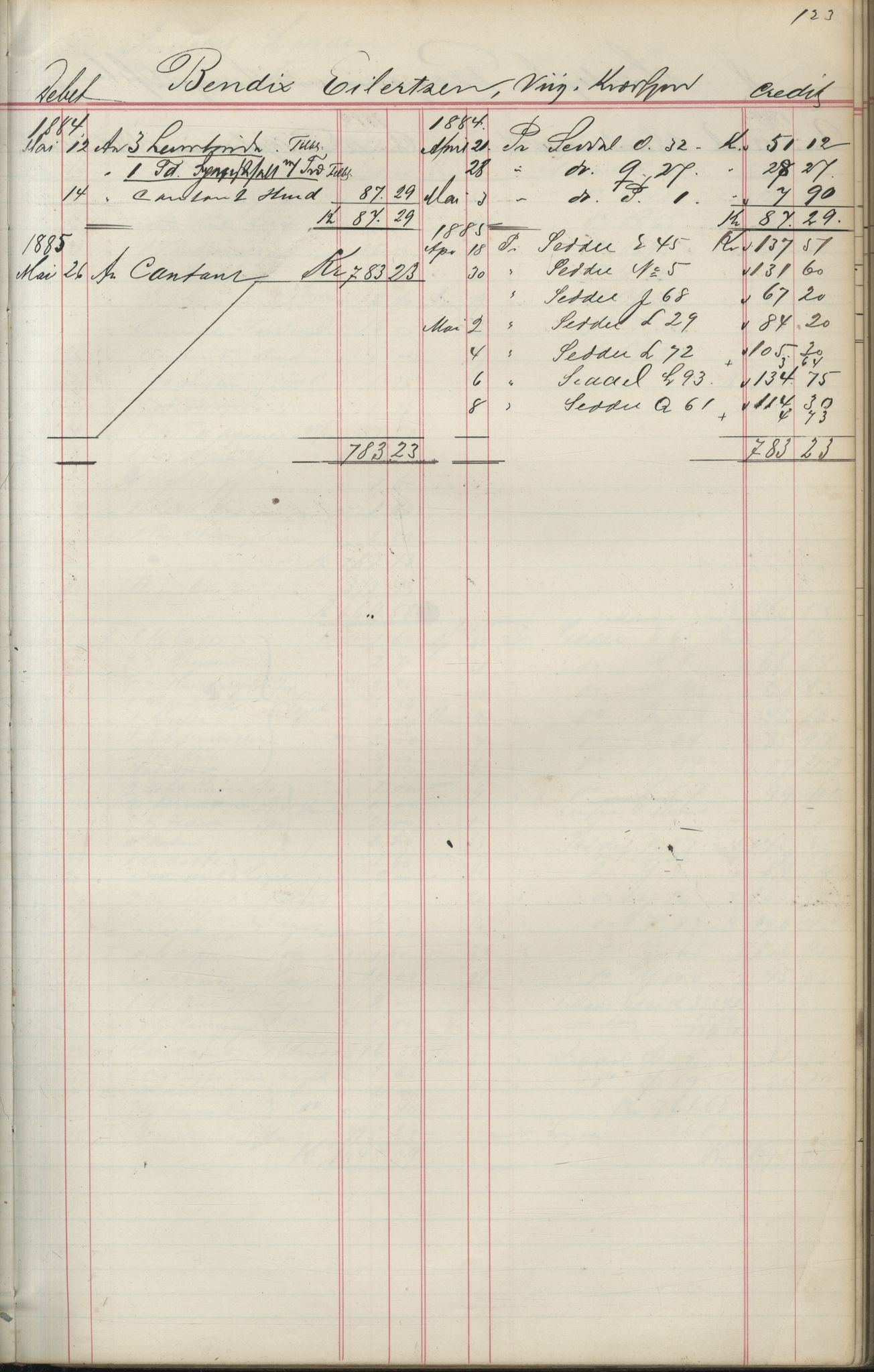 Brodtkorb handel A/S, VAMU/A-0001/F/Fa/L0004/0001: Kompanibøker. Utensogns / Compagnibog for Udensogns Fiskere No 15. Fra A - H, 1882-1895, p. 123/1