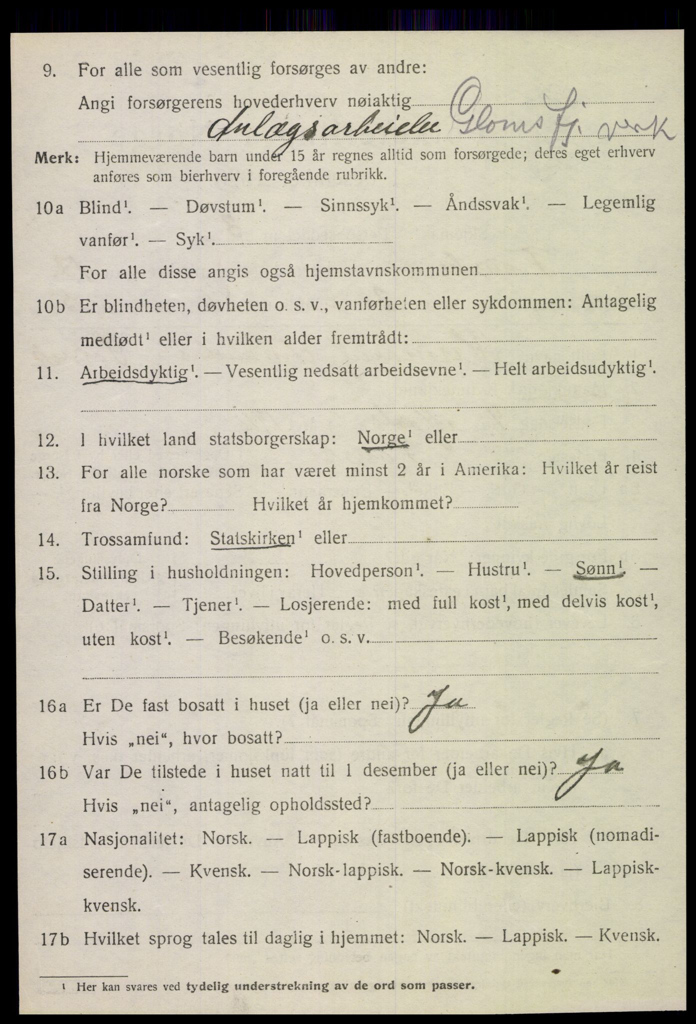 SAT, 1920 census for Fauske, 1920, p. 8665