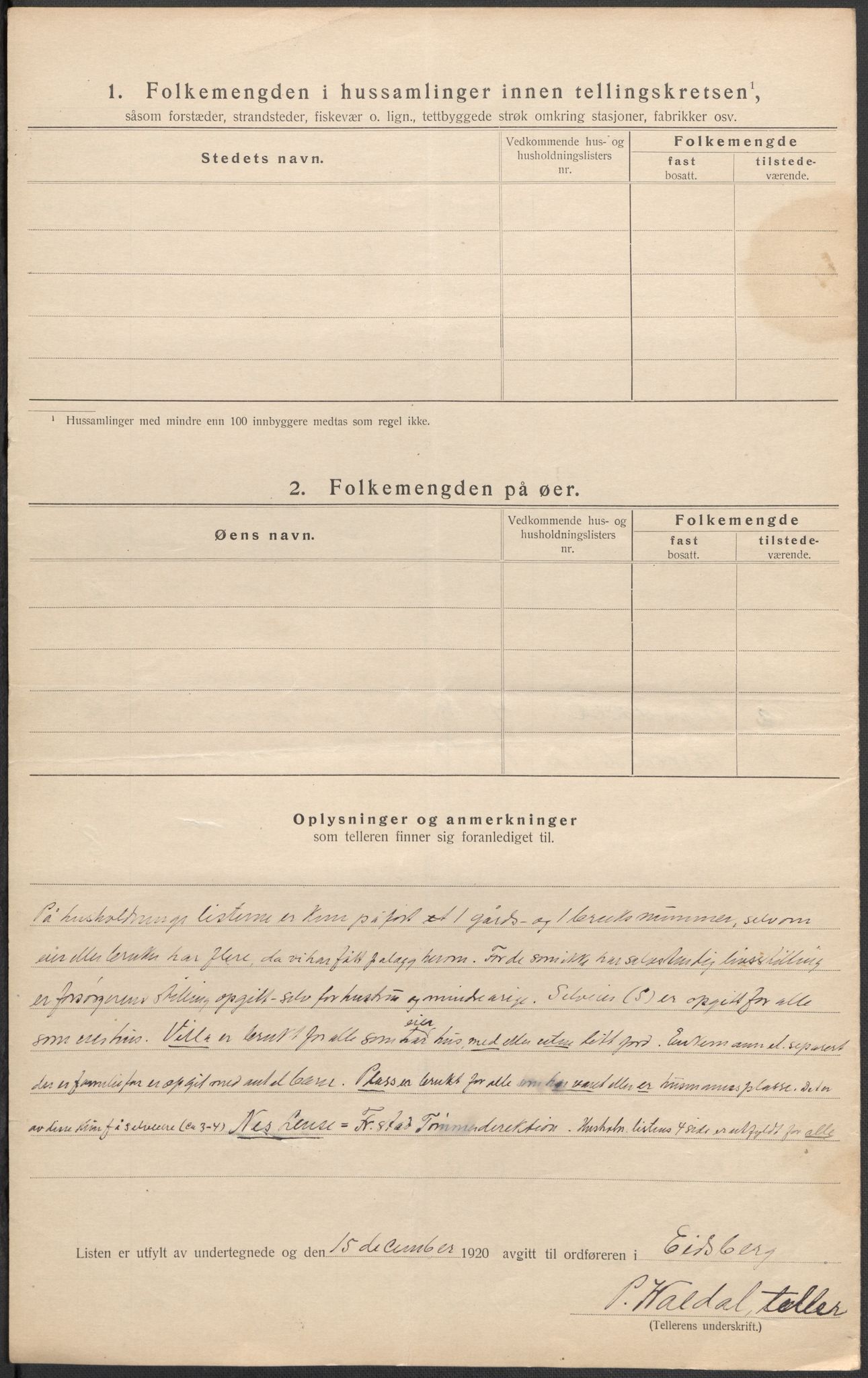 SAO, 1920 census for Eidsberg, 1920, p. 22