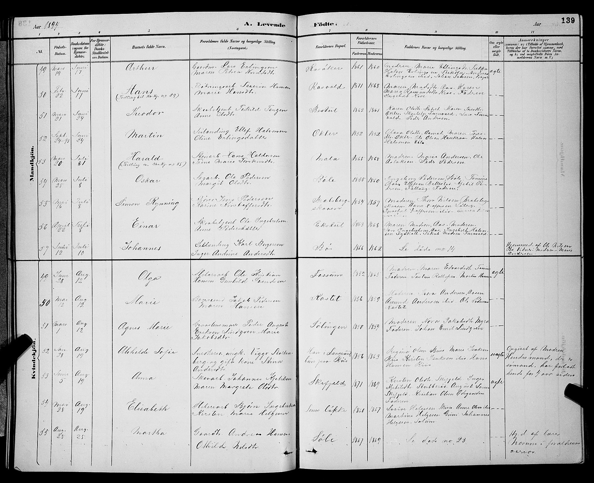 Gjerpen kirkebøker, AV/SAKO-A-265/G/Ga/L0002: Parish register (copy) no. I 2, 1883-1900, p. 139