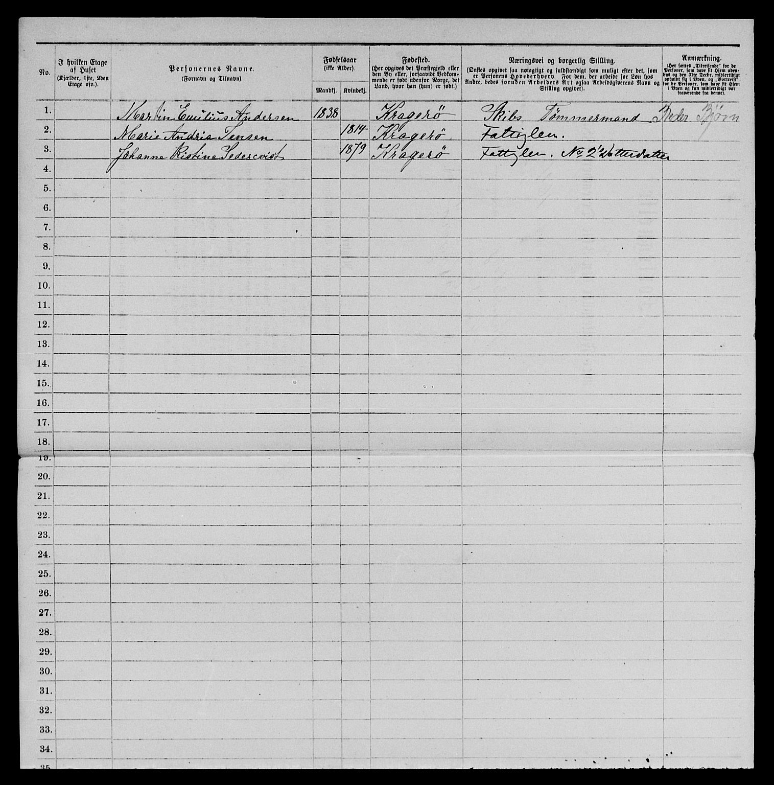 SAKO, 1885 census for 0801 Kragerø, 1885, p. 1346