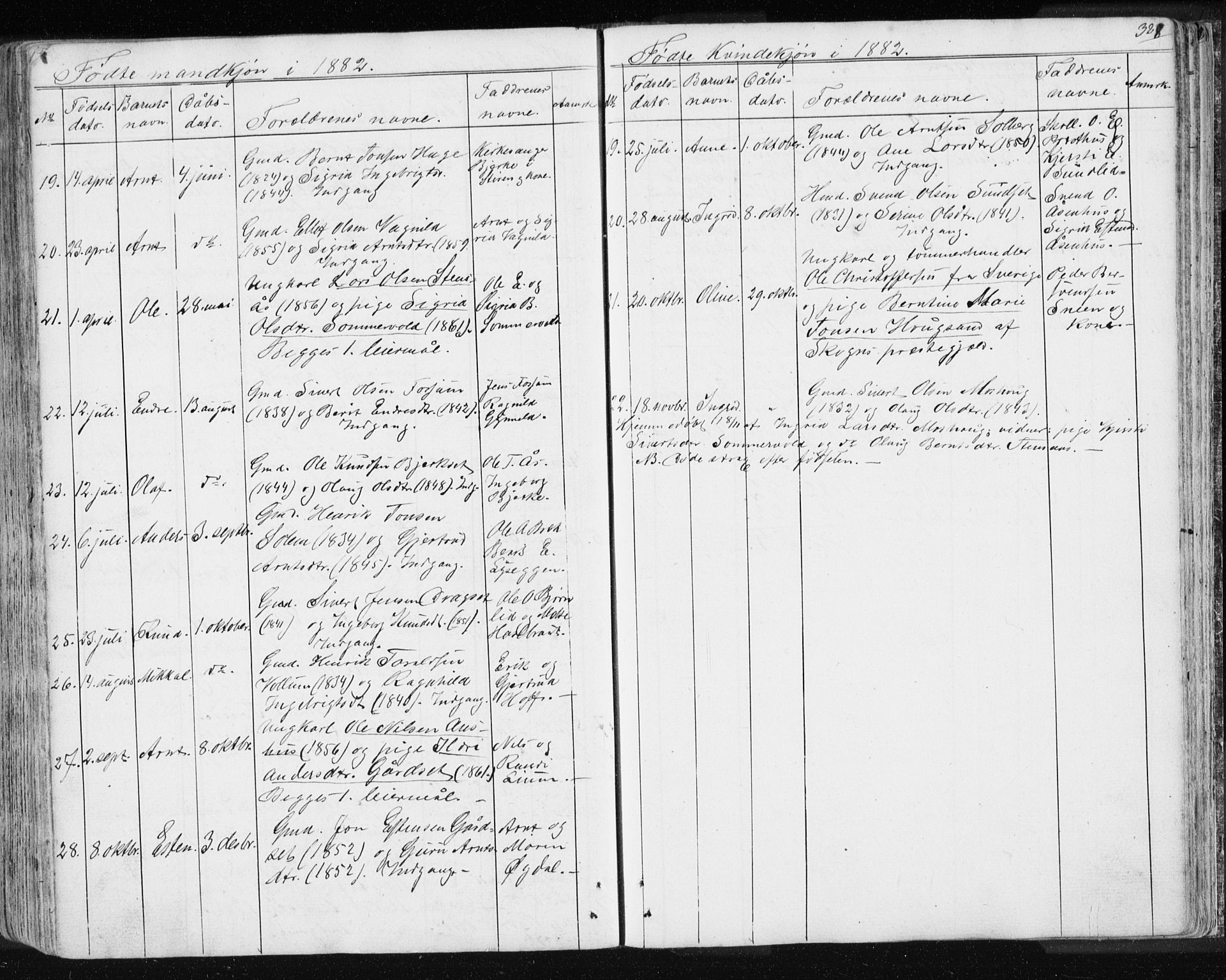 Ministerialprotokoller, klokkerbøker og fødselsregistre - Sør-Trøndelag, SAT/A-1456/689/L1043: Parish register (copy) no. 689C02, 1816-1892, p. 328