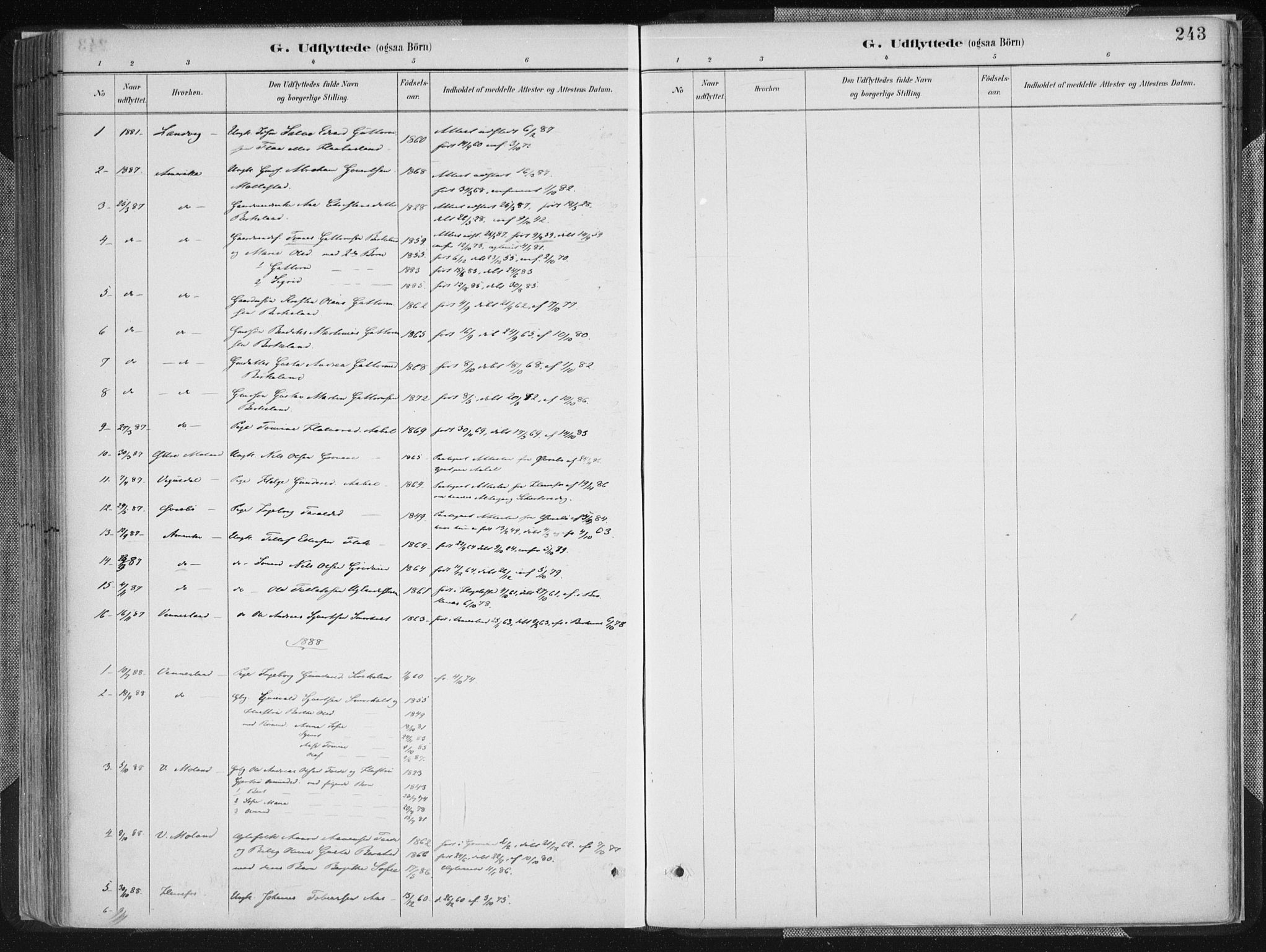 Birkenes sokneprestkontor, SAK/1111-0004/F/Fa/L0005: Parish register (official) no. A 5, 1887-1907, p. 243