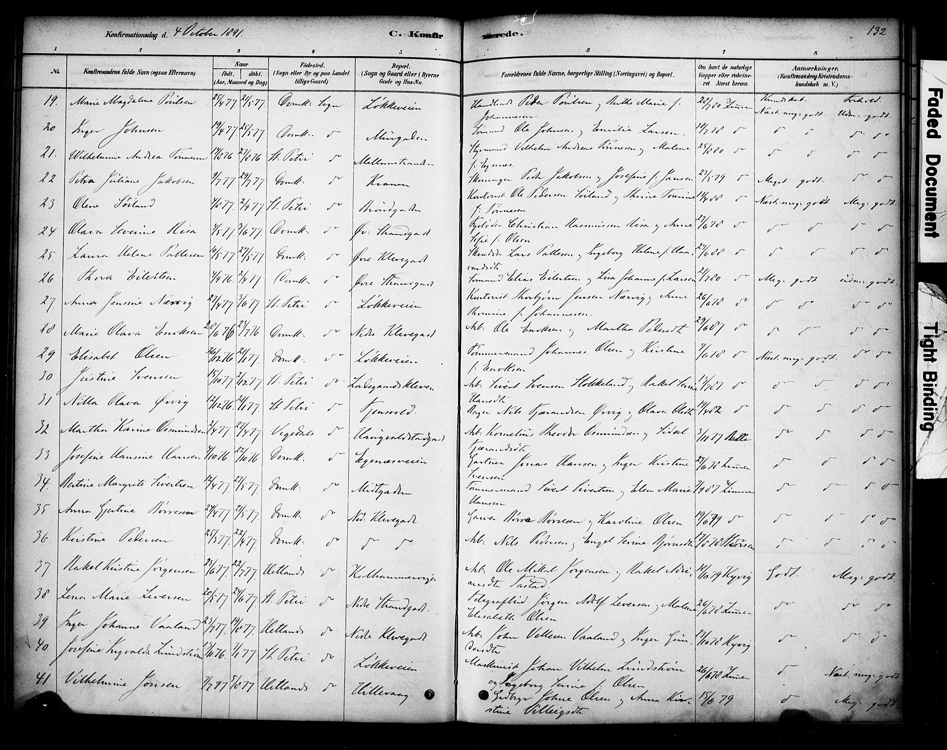 Domkirken sokneprestkontor, AV/SAST-A-101812/001/30/30BA/L0028: Parish register (official) no. A 27, 1878-1896, p. 132