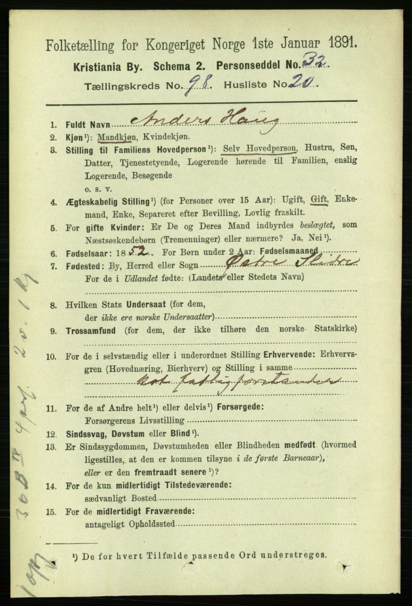 RA, 1891 census for 0301 Kristiania, 1891, p. 48360
