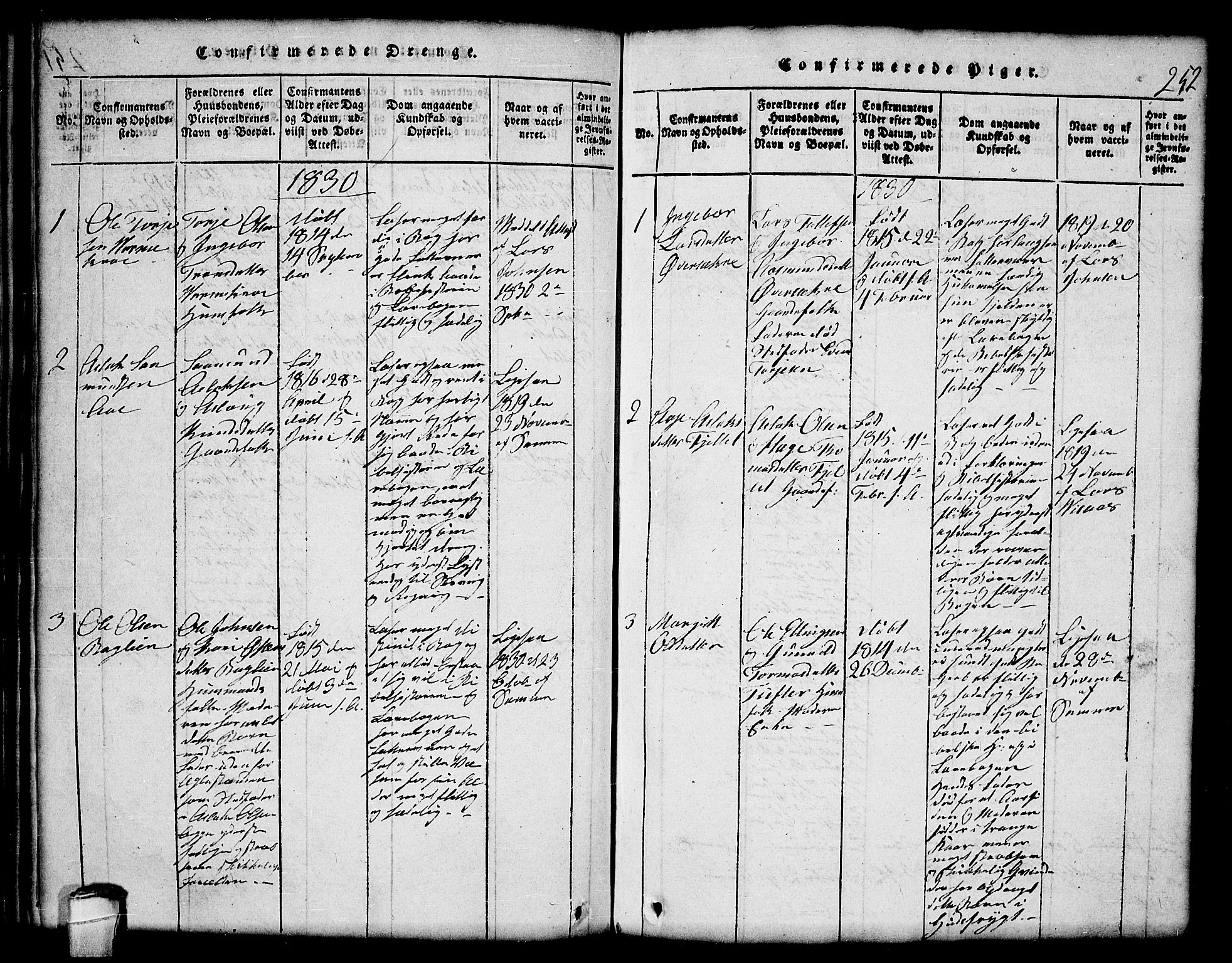 Lårdal kirkebøker, SAKO/A-284/G/Gc/L0001: Parish register (copy) no. III 1, 1815-1854, p. 252