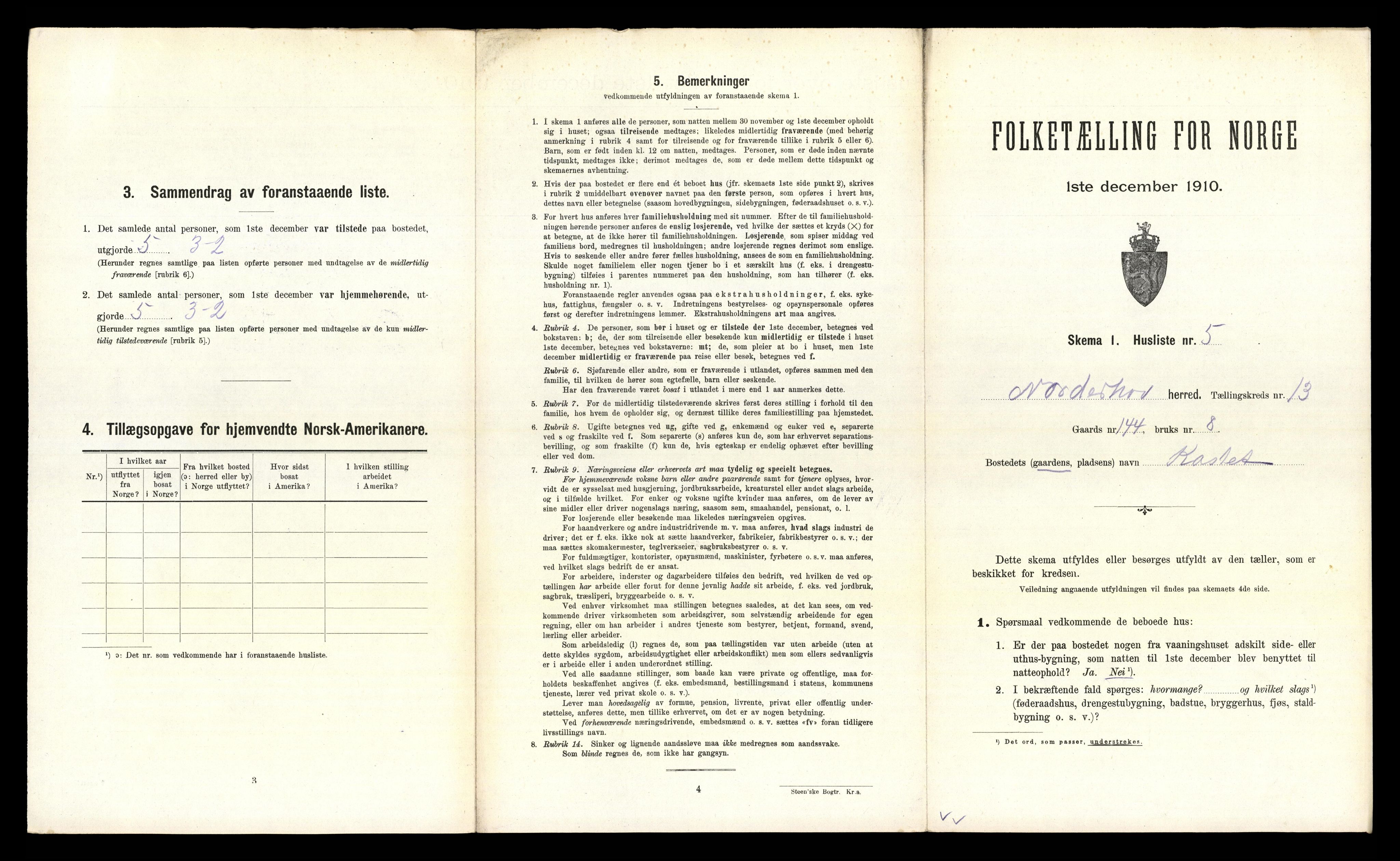 RA, 1910 census for Norderhov, 1910, p. 3000