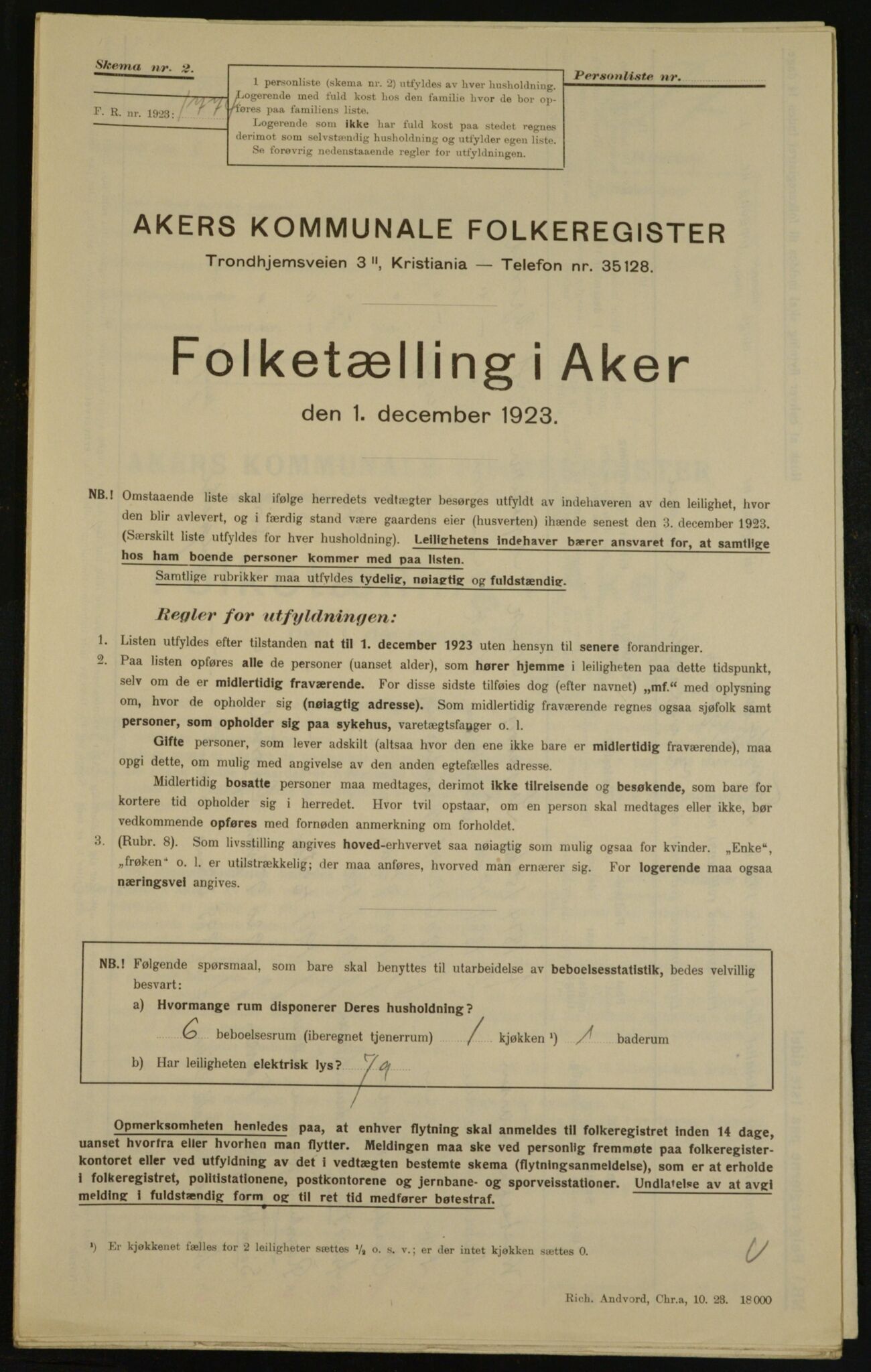 , Municipal Census 1923 for Aker, 1923, p. 33782