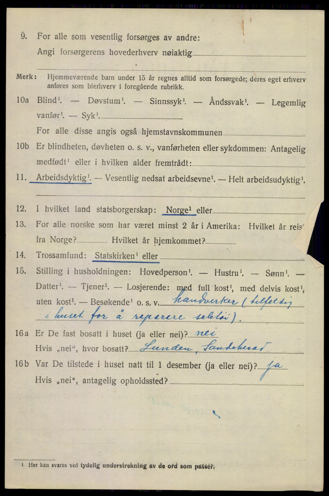 SAKO, 1920 census for Sandeherred, 1920, p. 4129