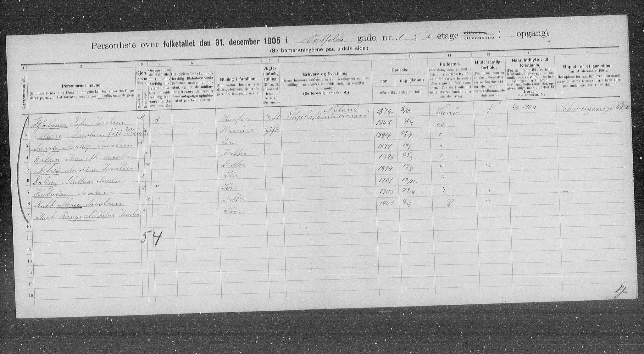 OBA, Municipal Census 1905 for Kristiania, 1905, p. 64348