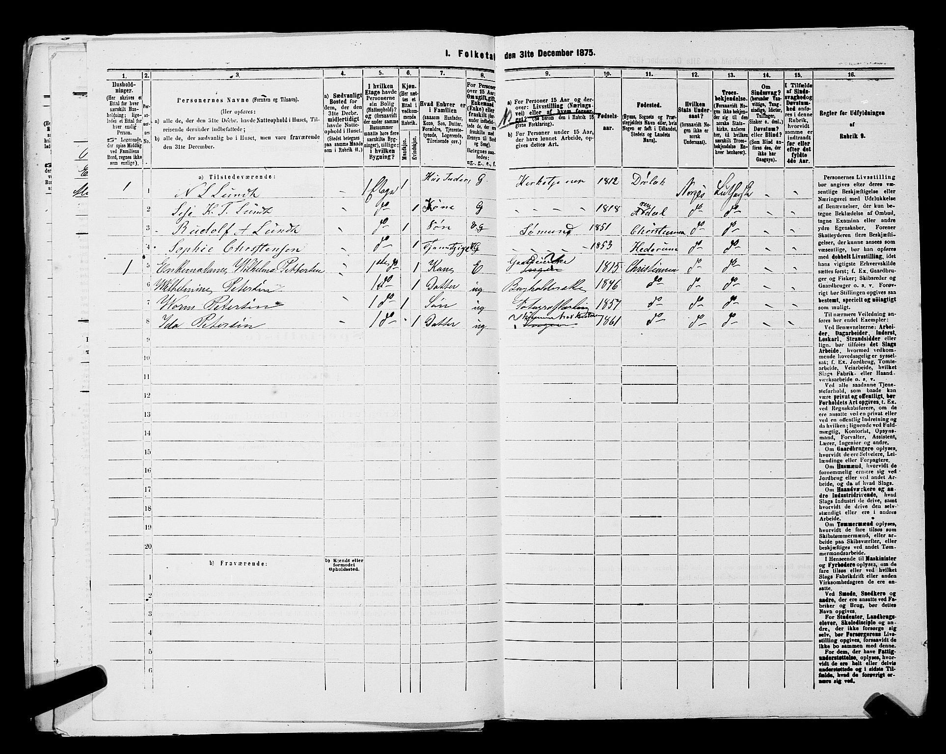 RA, 1875 census for 0301 Kristiania, 1875, p. 2553