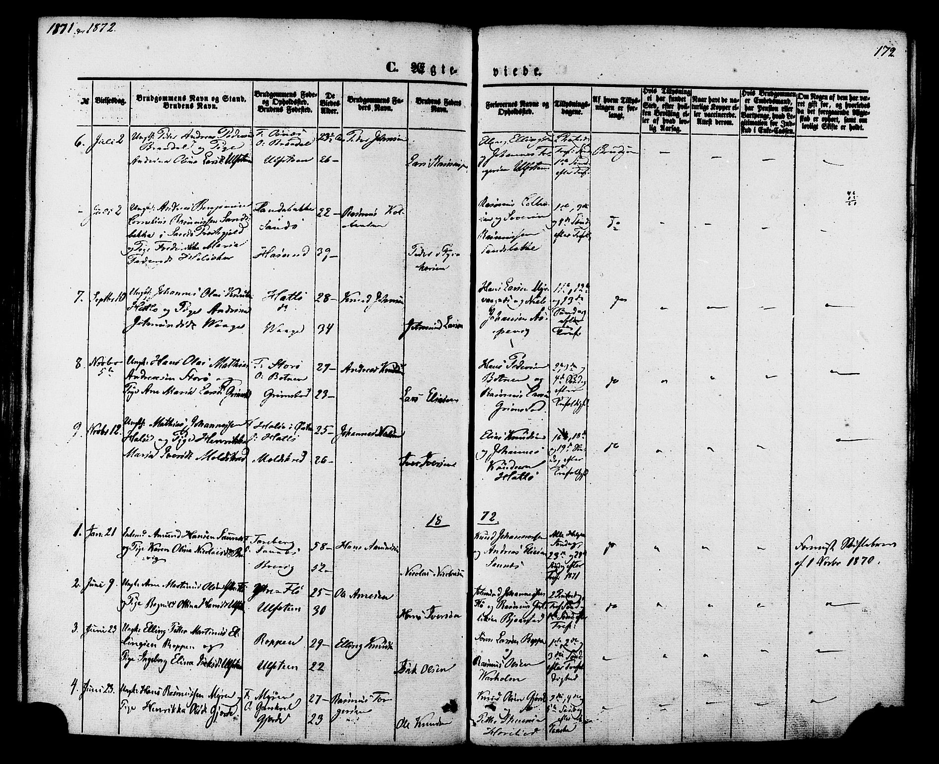 Ministerialprotokoller, klokkerbøker og fødselsregistre - Møre og Romsdal, AV/SAT-A-1454/509/L0105: Parish register (official) no. 509A03, 1848-1882, p. 172