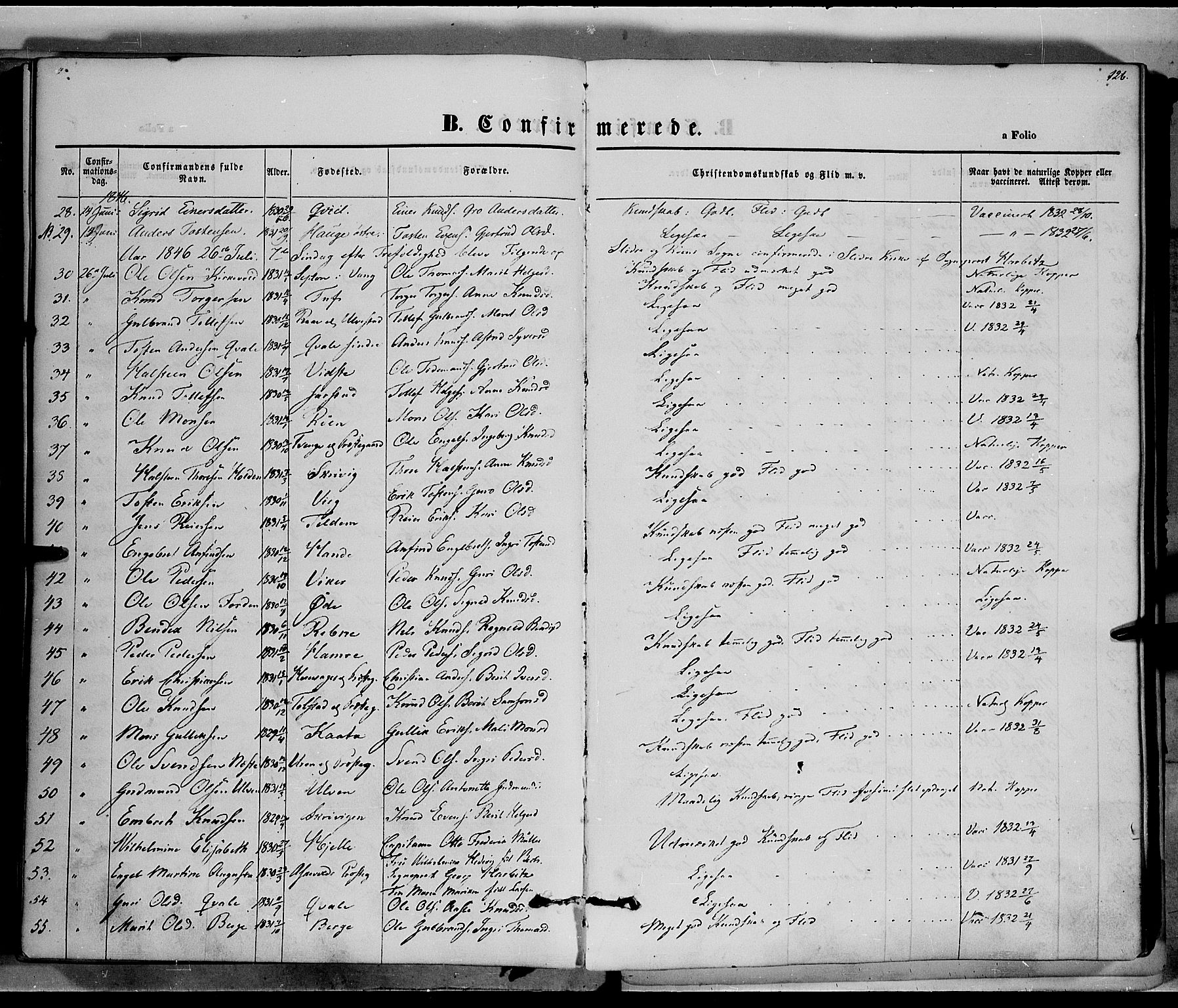 Vestre Slidre prestekontor, SAH/PREST-136/H/Ha/Haa/L0001: Parish register (official) no. 1, 1844-1855, p. 126