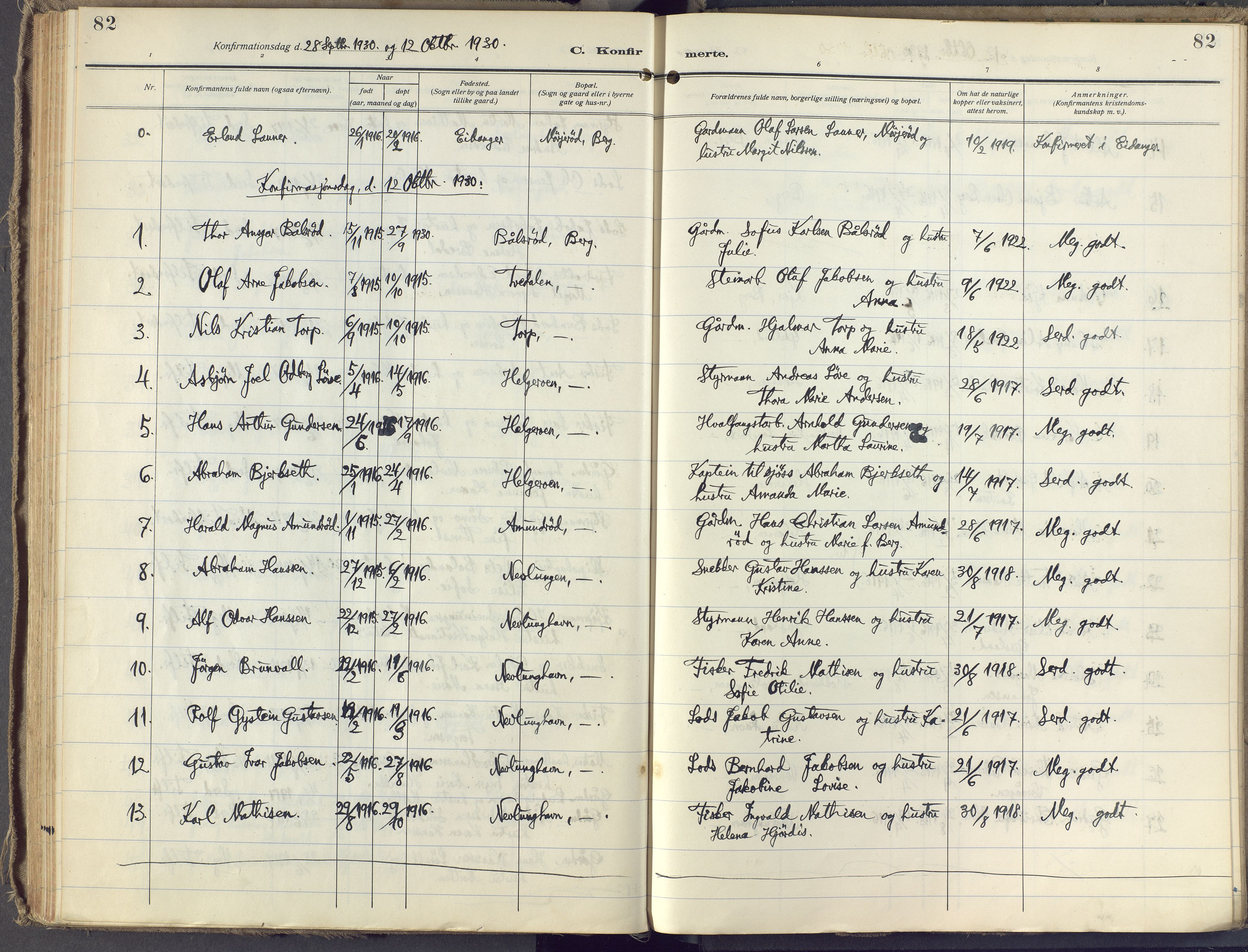 Brunlanes kirkebøker, AV/SAKO-A-342/F/Fb/L0004: Parish register (official) no. II 4, 1923-1940, p. 82