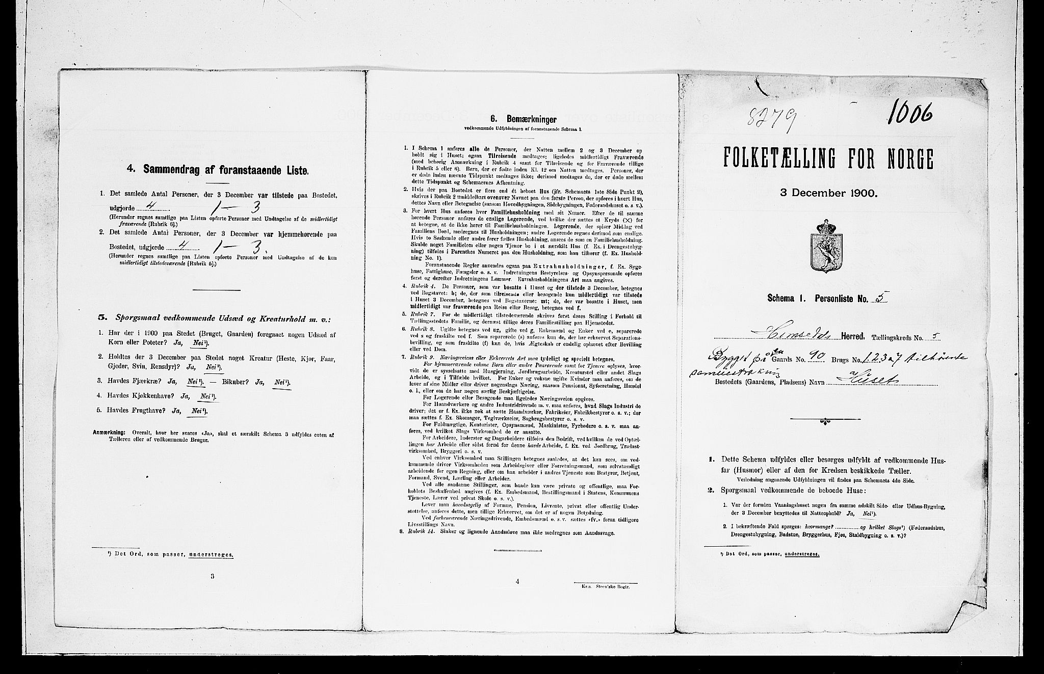 RA, 1900 census for Hemsedal, 1900, p. 16