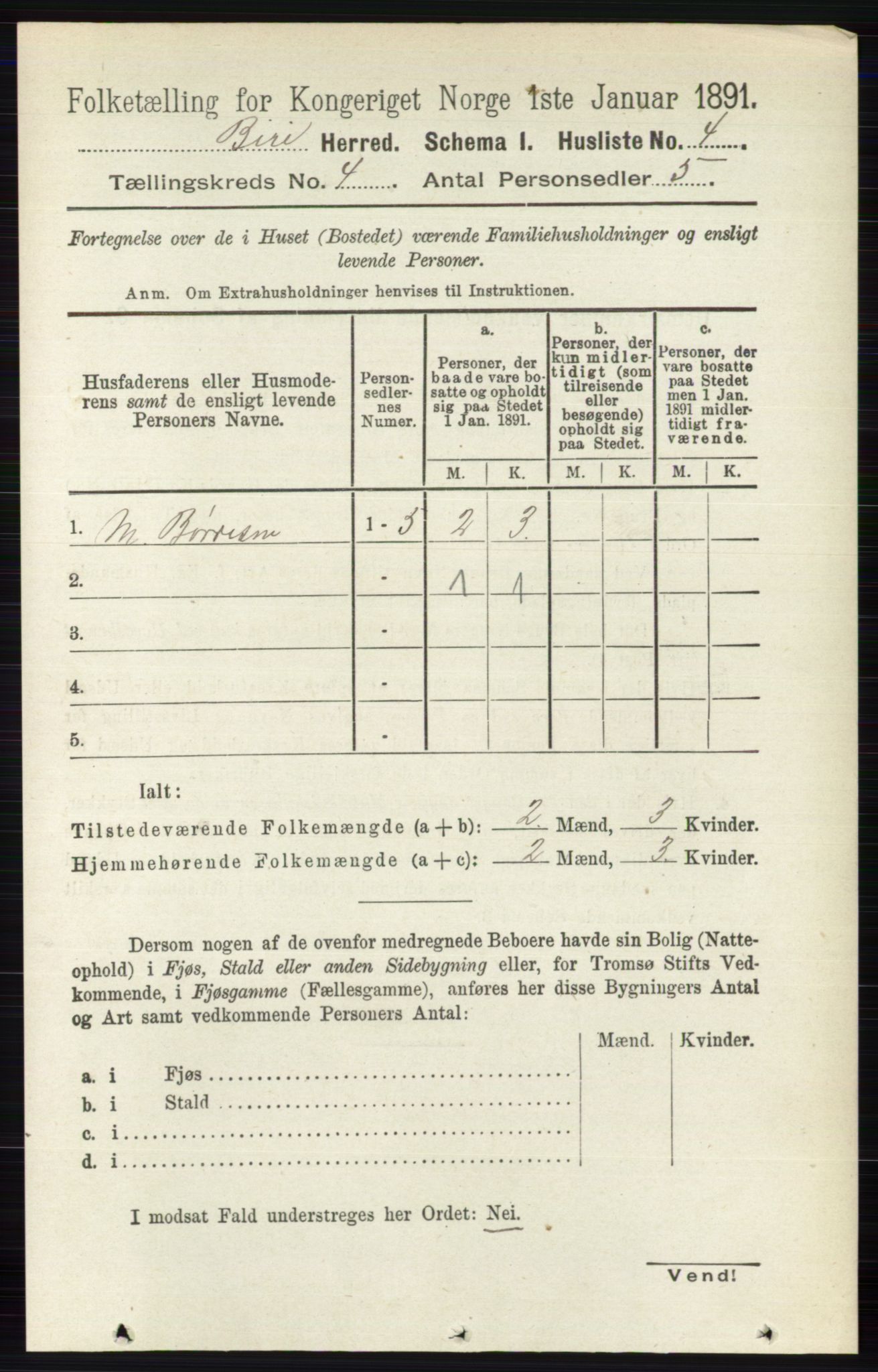 RA, 1891 census for 0525 Biri, 1891, p. 1331