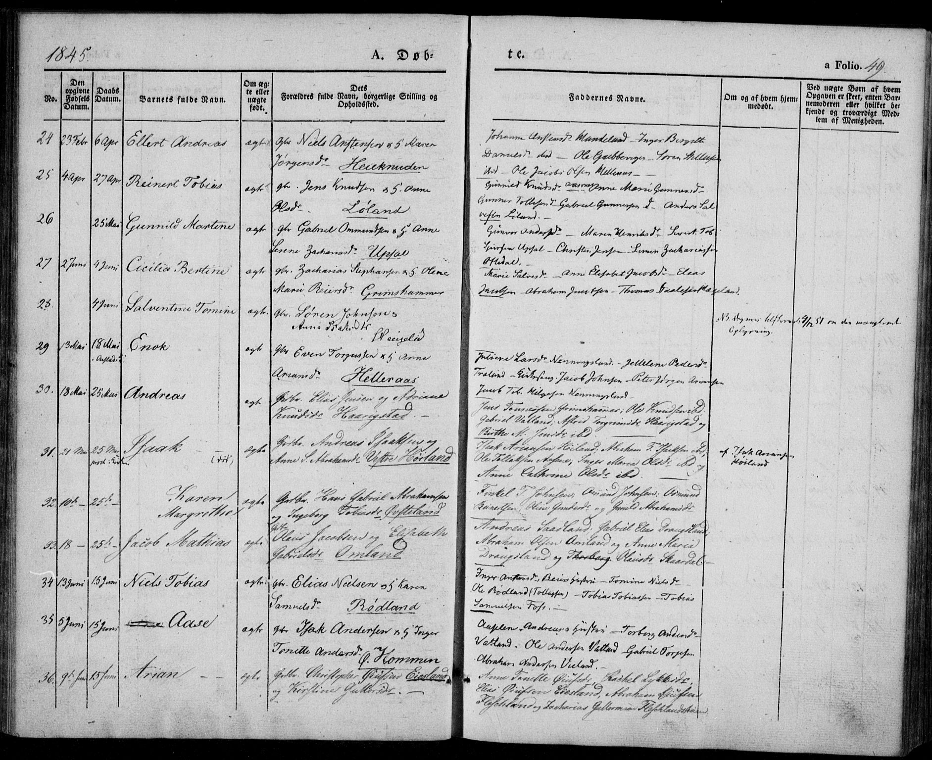 Lyngdal sokneprestkontor, AV/SAK-1111-0029/F/Fa/Fac/L0008: Parish register (official) no. A 8, 1837-1852, p. 49