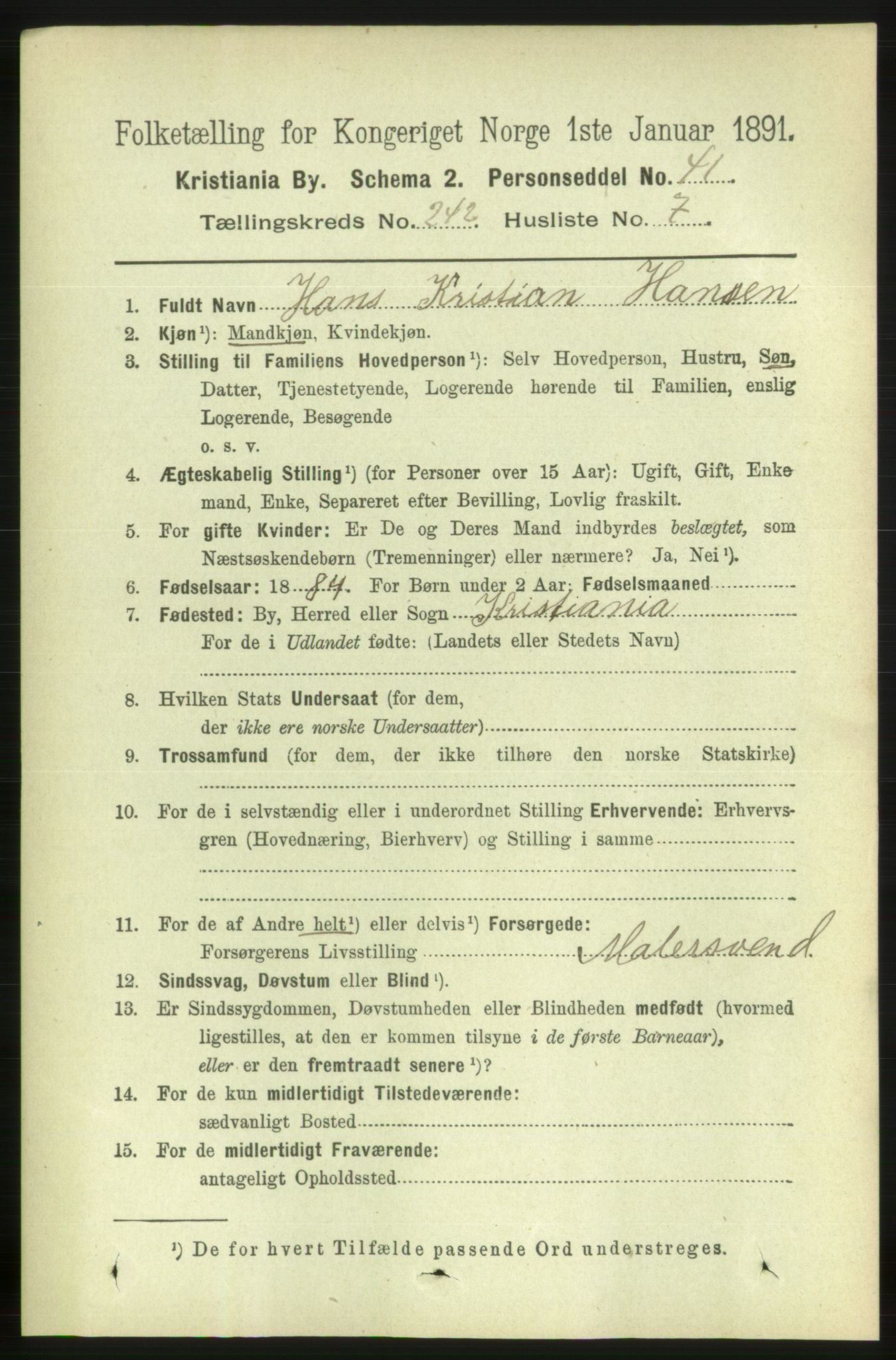 RA, 1891 census for 0301 Kristiania, 1891, p. 147220