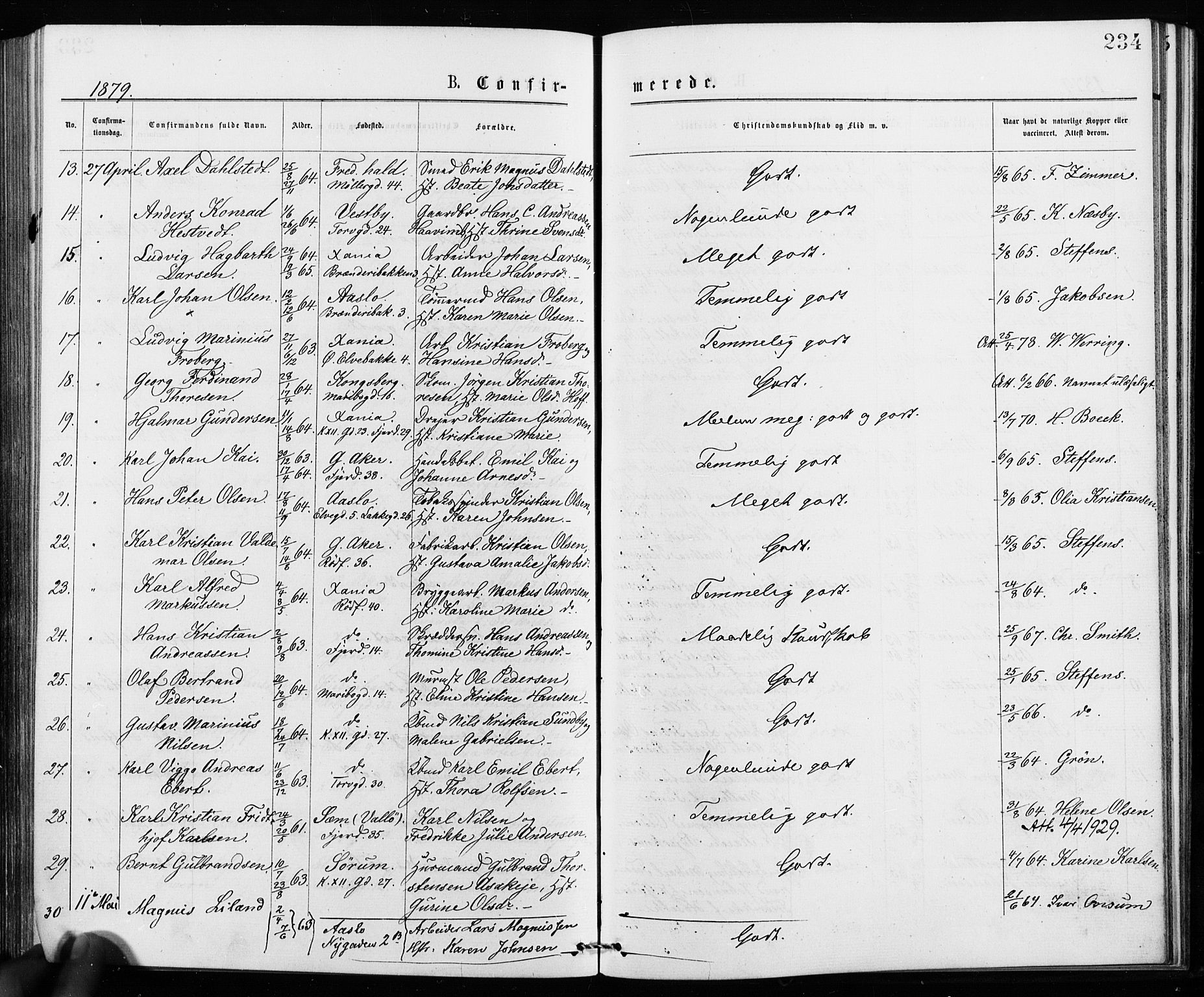 Jakob prestekontor Kirkebøker, SAO/A-10850/F/Fa/L0001: Parish register (official) no. 1, 1875-1924, p. 234
