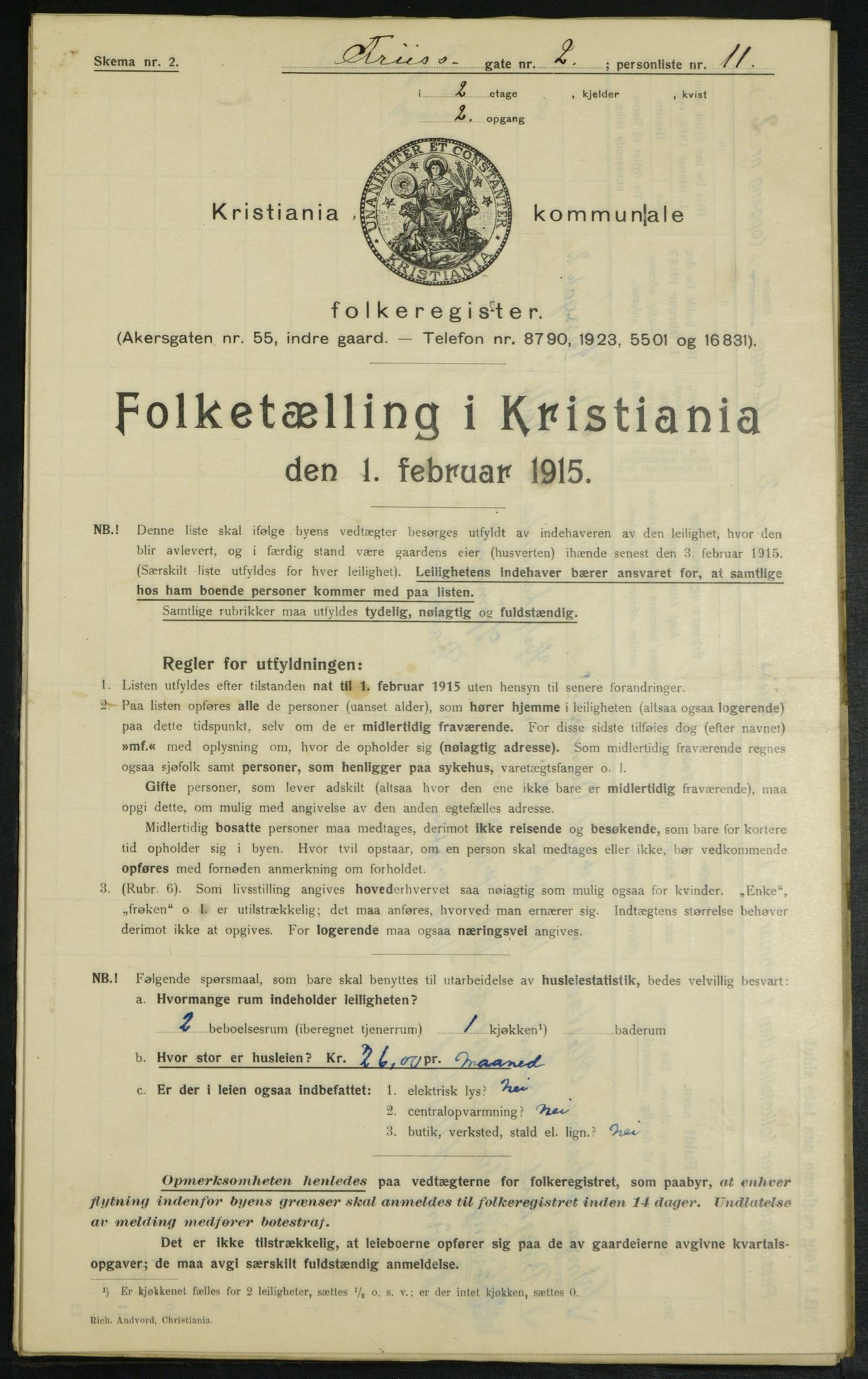 OBA, Municipal Census 1915 for Kristiania, 1915, p. 26452