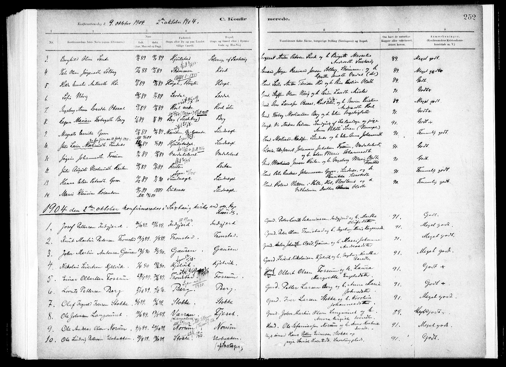 Ministerialprotokoller, klokkerbøker og fødselsregistre - Nord-Trøndelag, SAT/A-1458/730/L0285: Parish register (official) no. 730A10, 1879-1914, p. 252