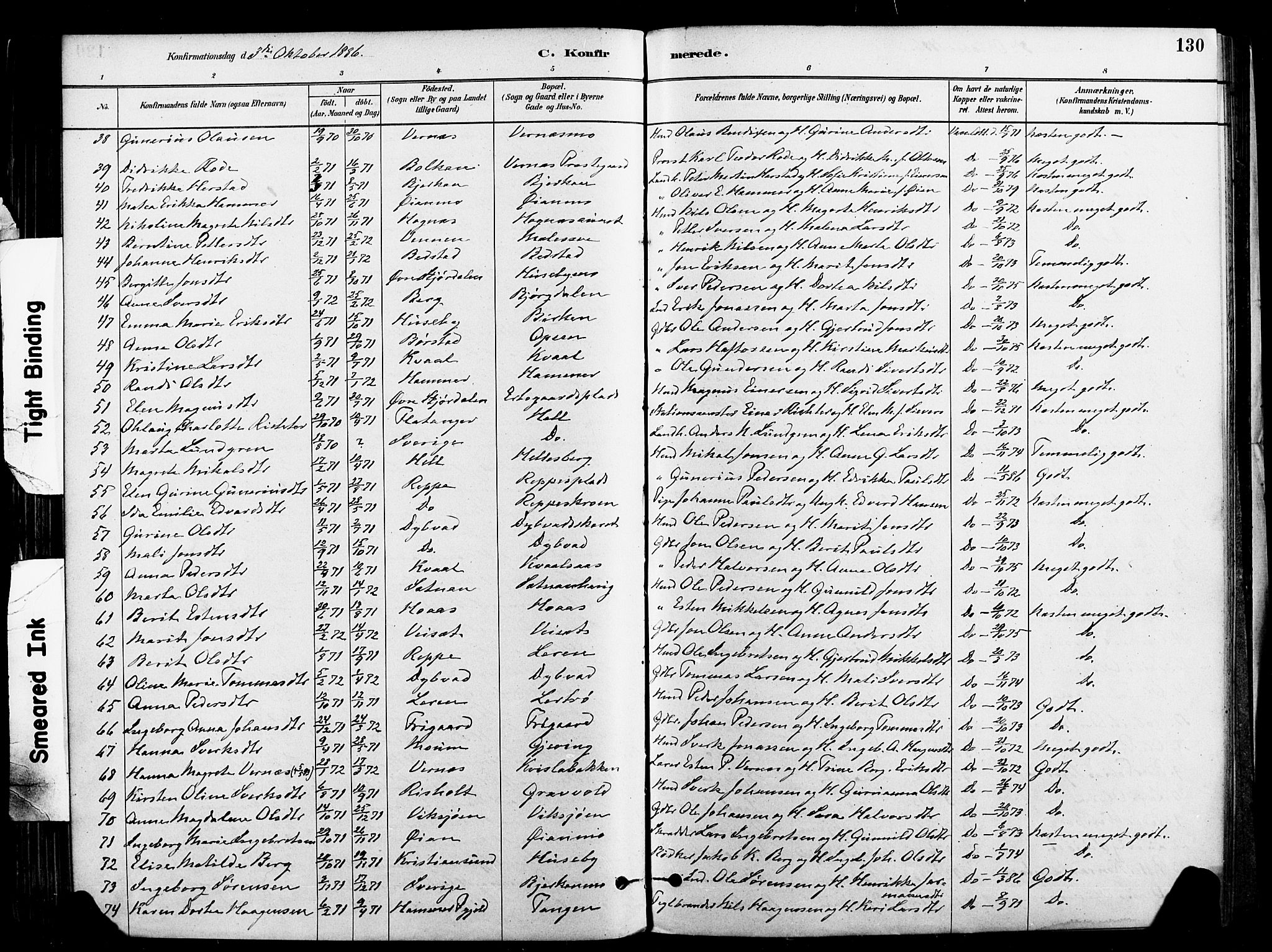 Ministerialprotokoller, klokkerbøker og fødselsregistre - Nord-Trøndelag, SAT/A-1458/709/L0077: Parish register (official) no. 709A17, 1880-1895, p. 130