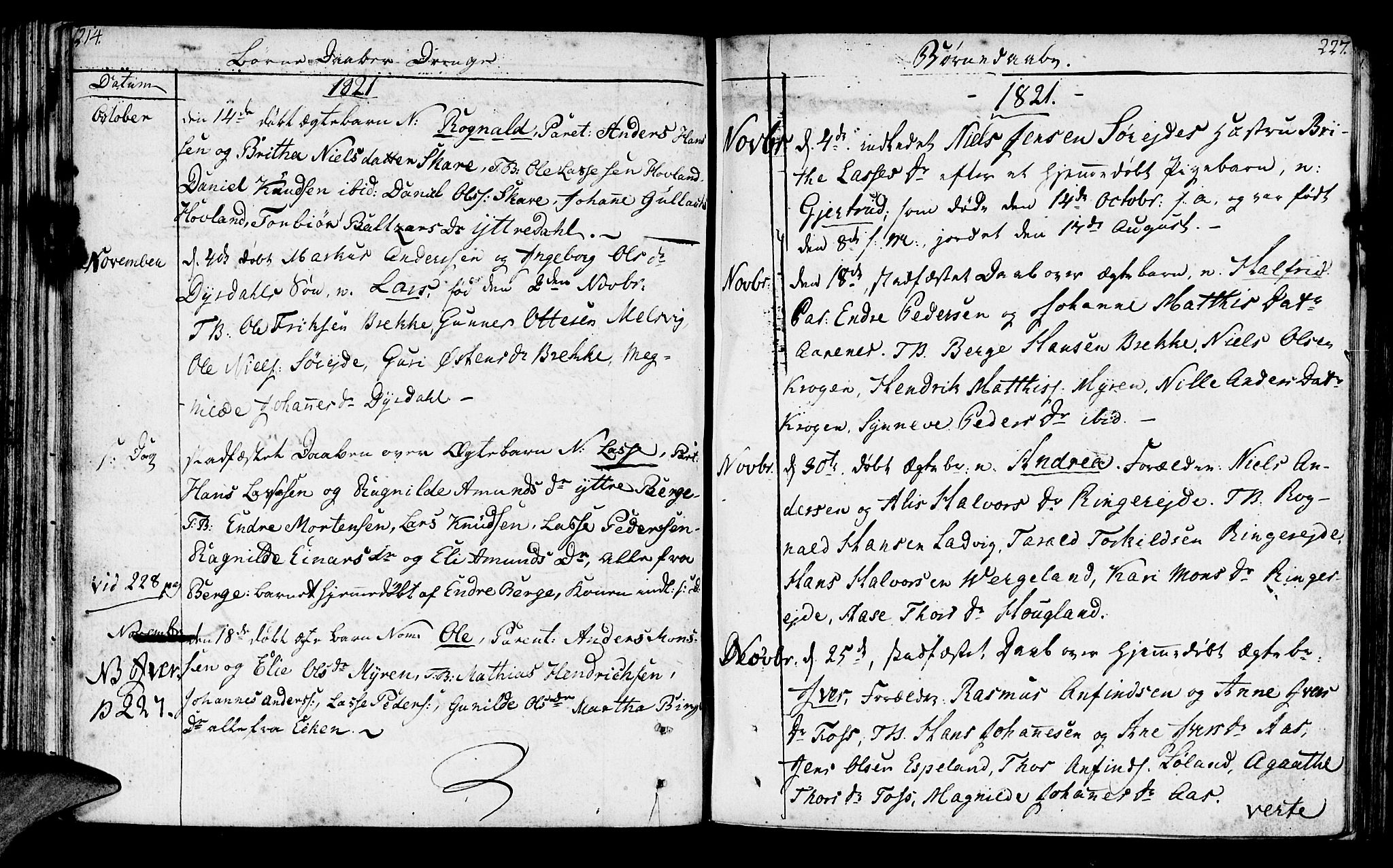 Lavik sokneprestembete, AV/SAB-A-80901: Parish register (official) no. A 1, 1809-1822, p. 214-215