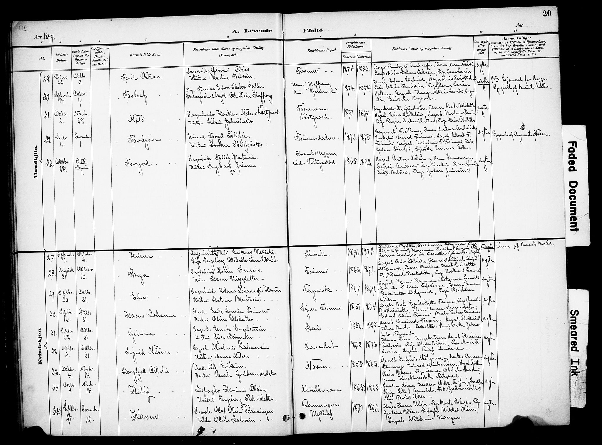 Stor-Elvdal prestekontor, SAH/PREST-052/H/Ha/Hab/L0003: Parish register (copy) no. 3, 1895-1917, p. 20