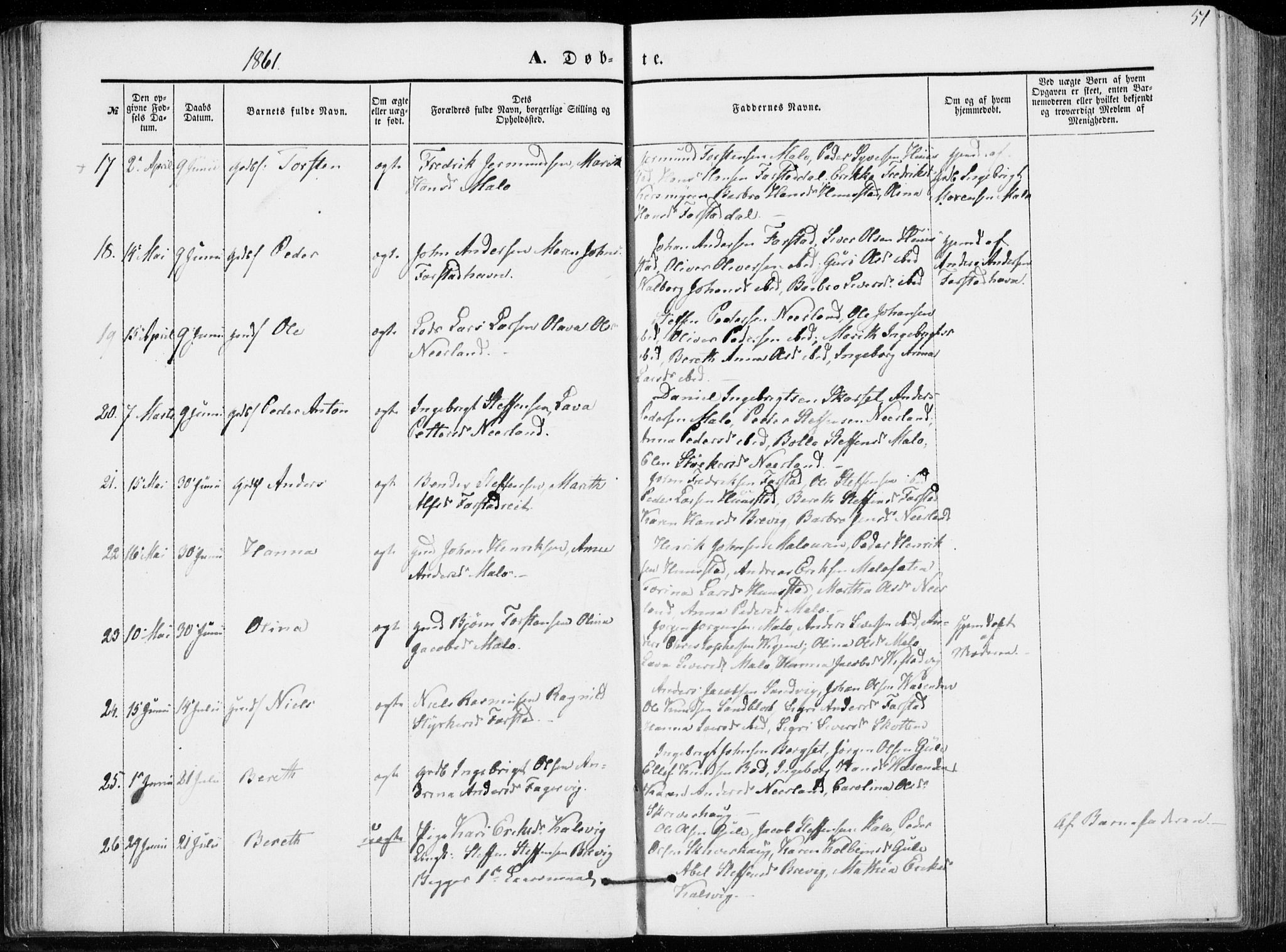 Ministerialprotokoller, klokkerbøker og fødselsregistre - Møre og Romsdal, AV/SAT-A-1454/566/L0767: Parish register (official) no. 566A06, 1852-1868, p. 51