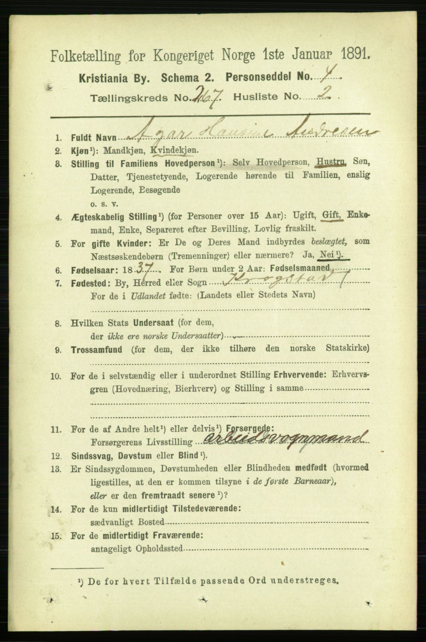 RA, 1891 census for 0301 Kristiania, 1891, p. 161552