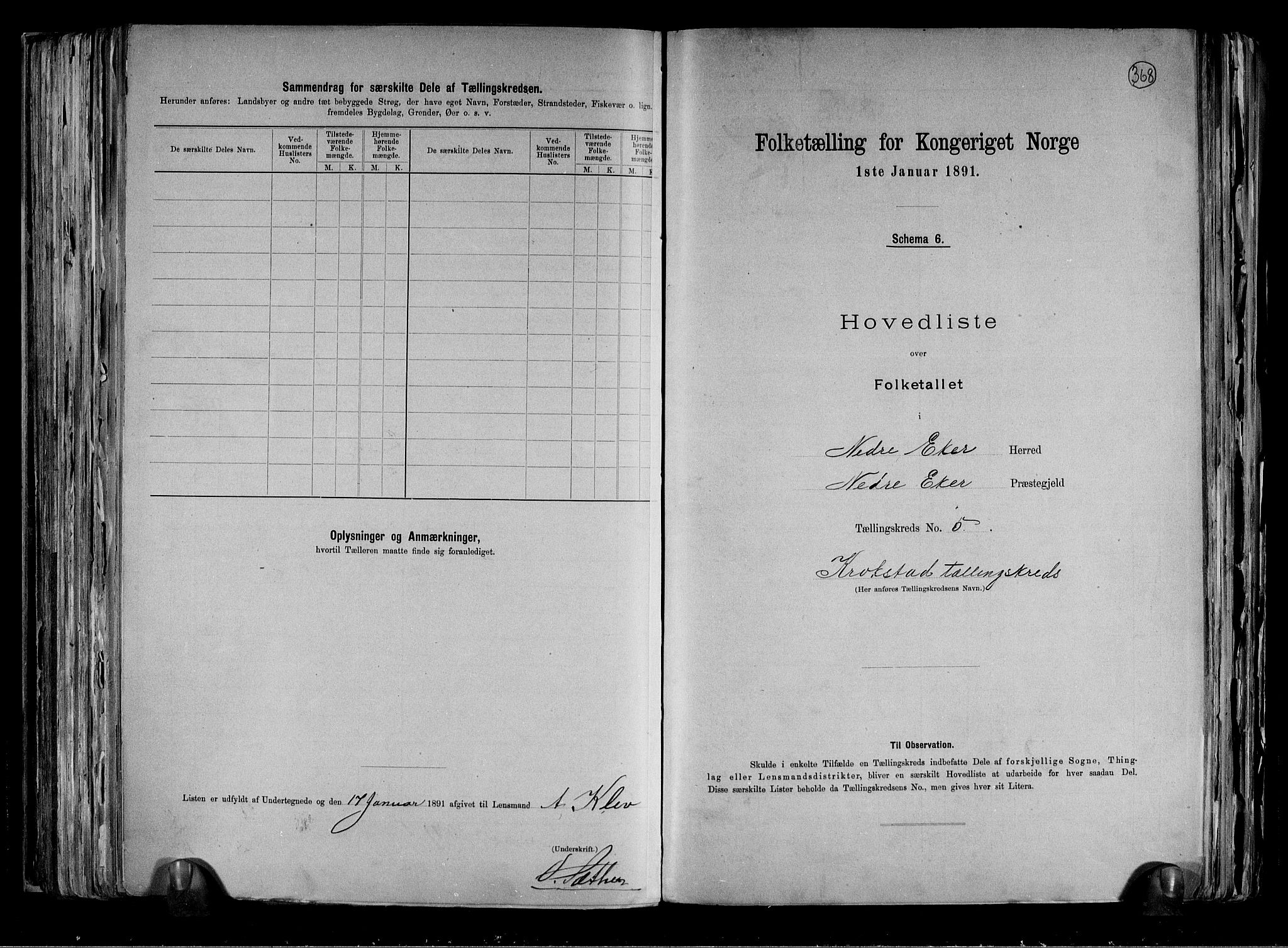 RA, 1891 census for 0625 Nedre Eiker, 1891, p. 15