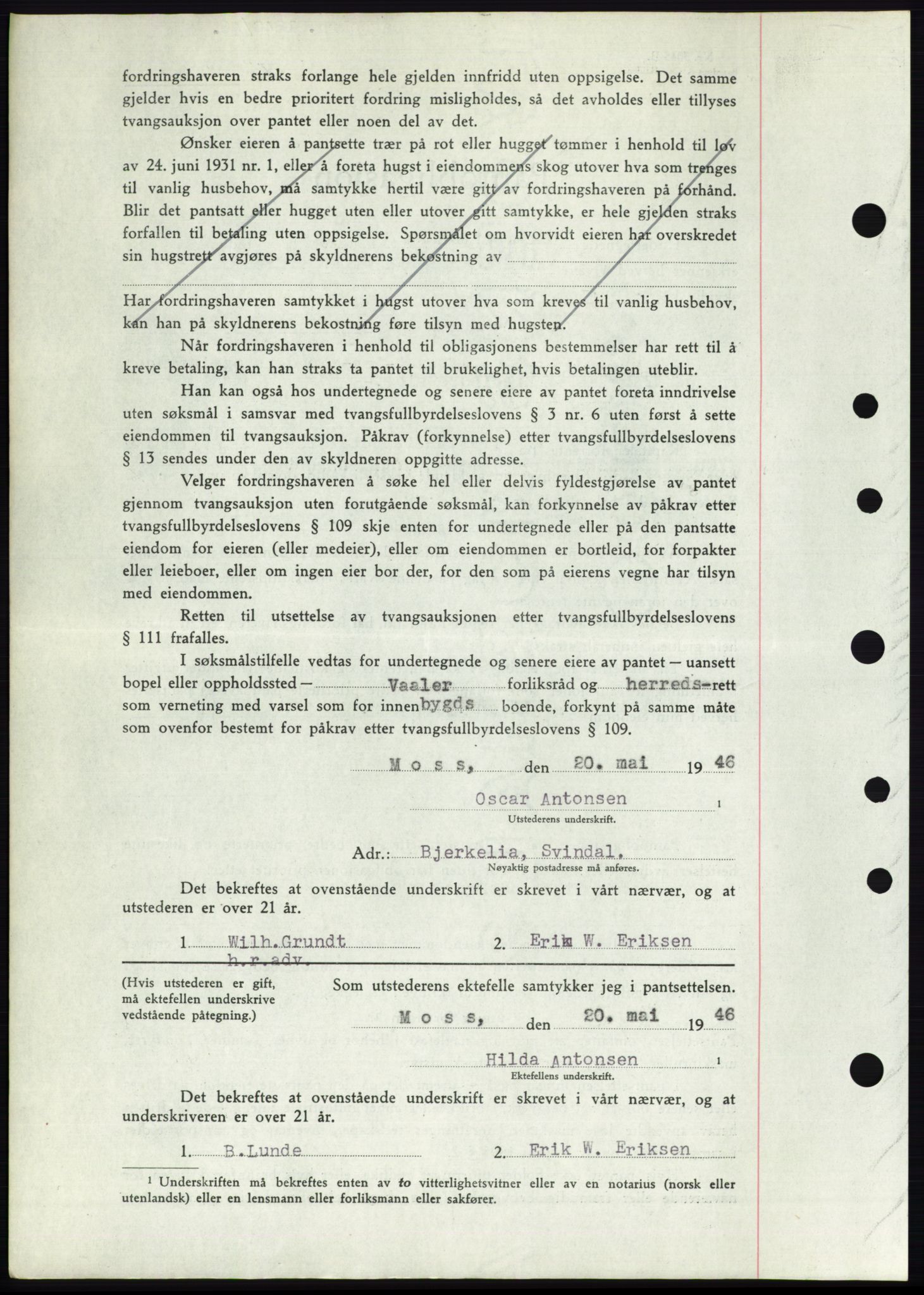 Moss sorenskriveri, AV/SAO-A-10168: Mortgage book no. B15, 1946-1946, Diary no: : 1840/1946