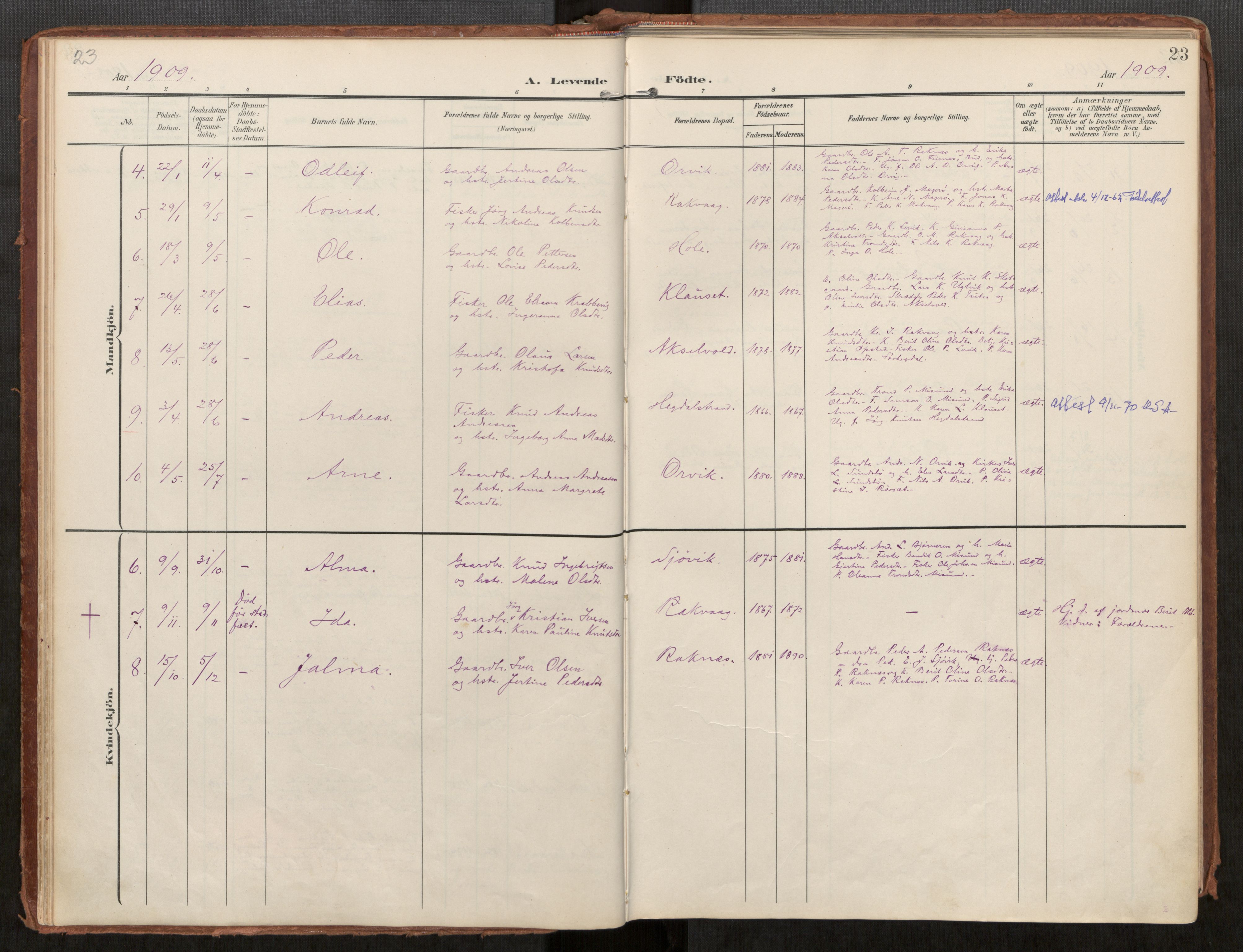 Ministerialprotokoller, klokkerbøker og fødselsregistre - Møre og Romsdal, AV/SAT-A-1454/563/L0740: Parish register (official) no. 563A02, 1903-1923, p. 23